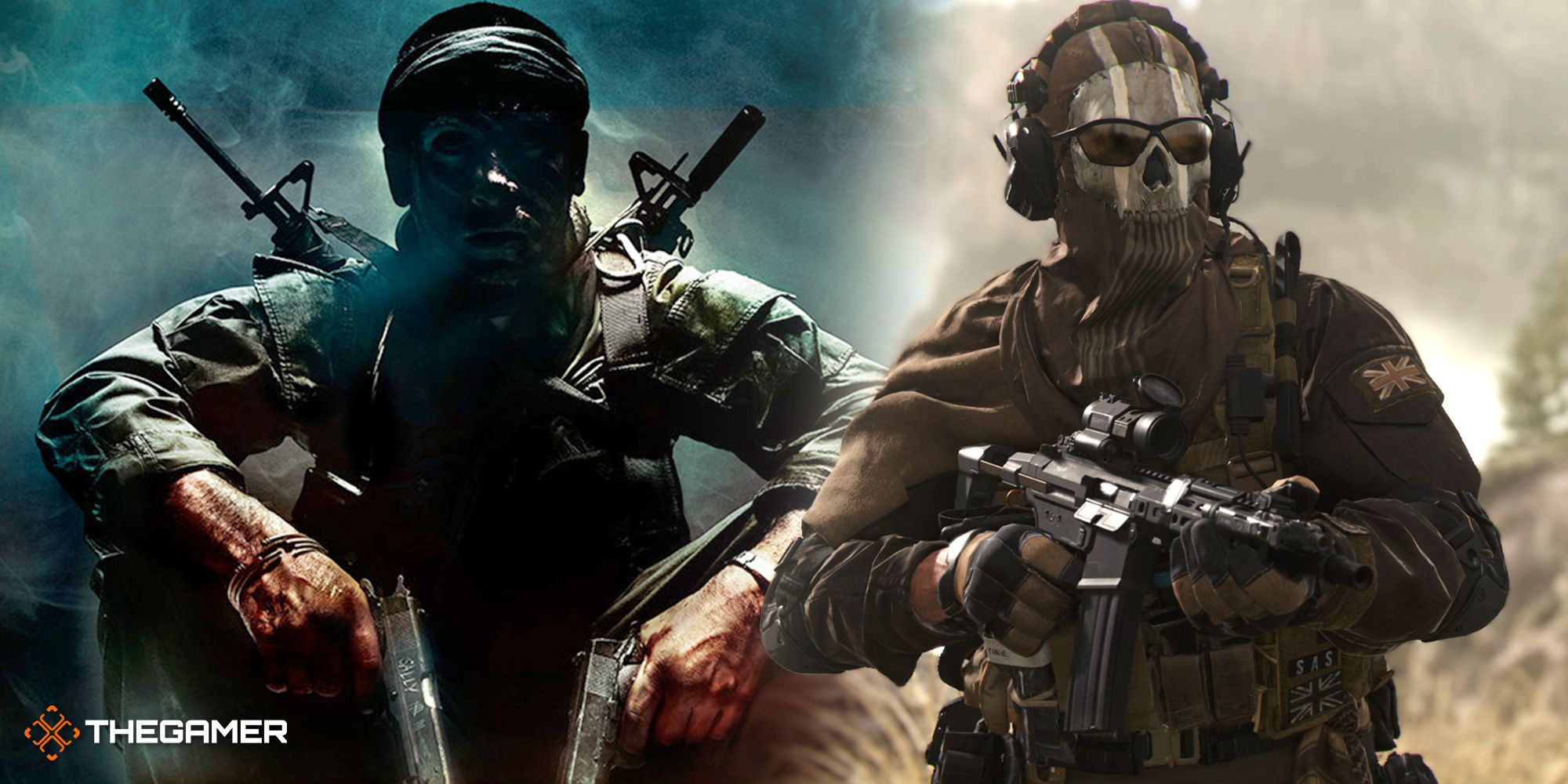 Game art from Call Of Duty Black Ops and Call of Duty Modern Warfare 2.