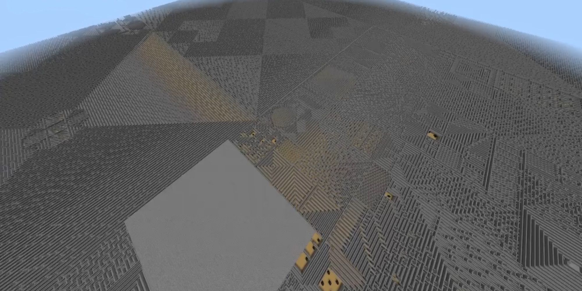 A birdseye view of a massive stone maze in Minecraft