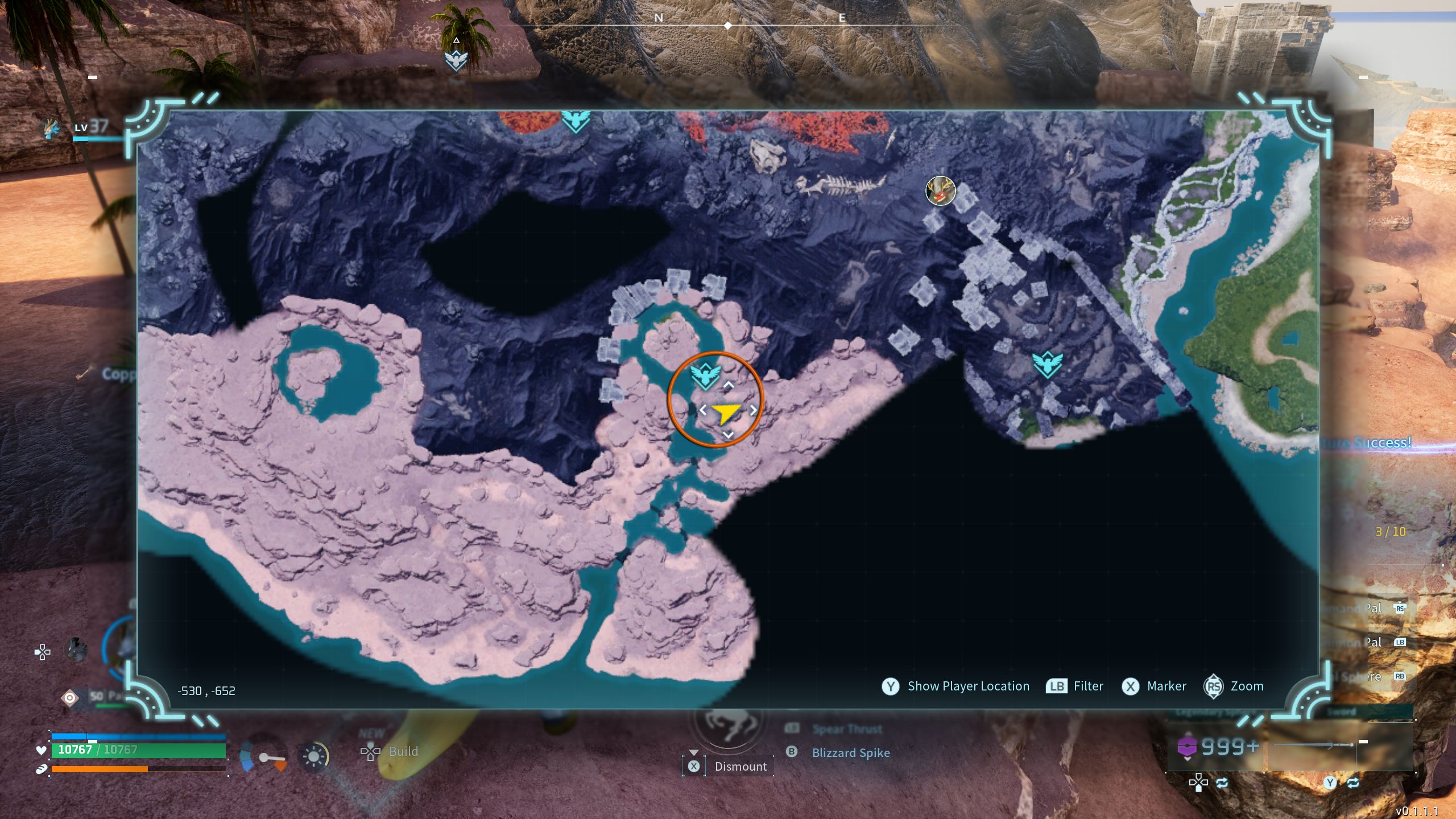 A circle on the map showing the location of Fenglope Palworld