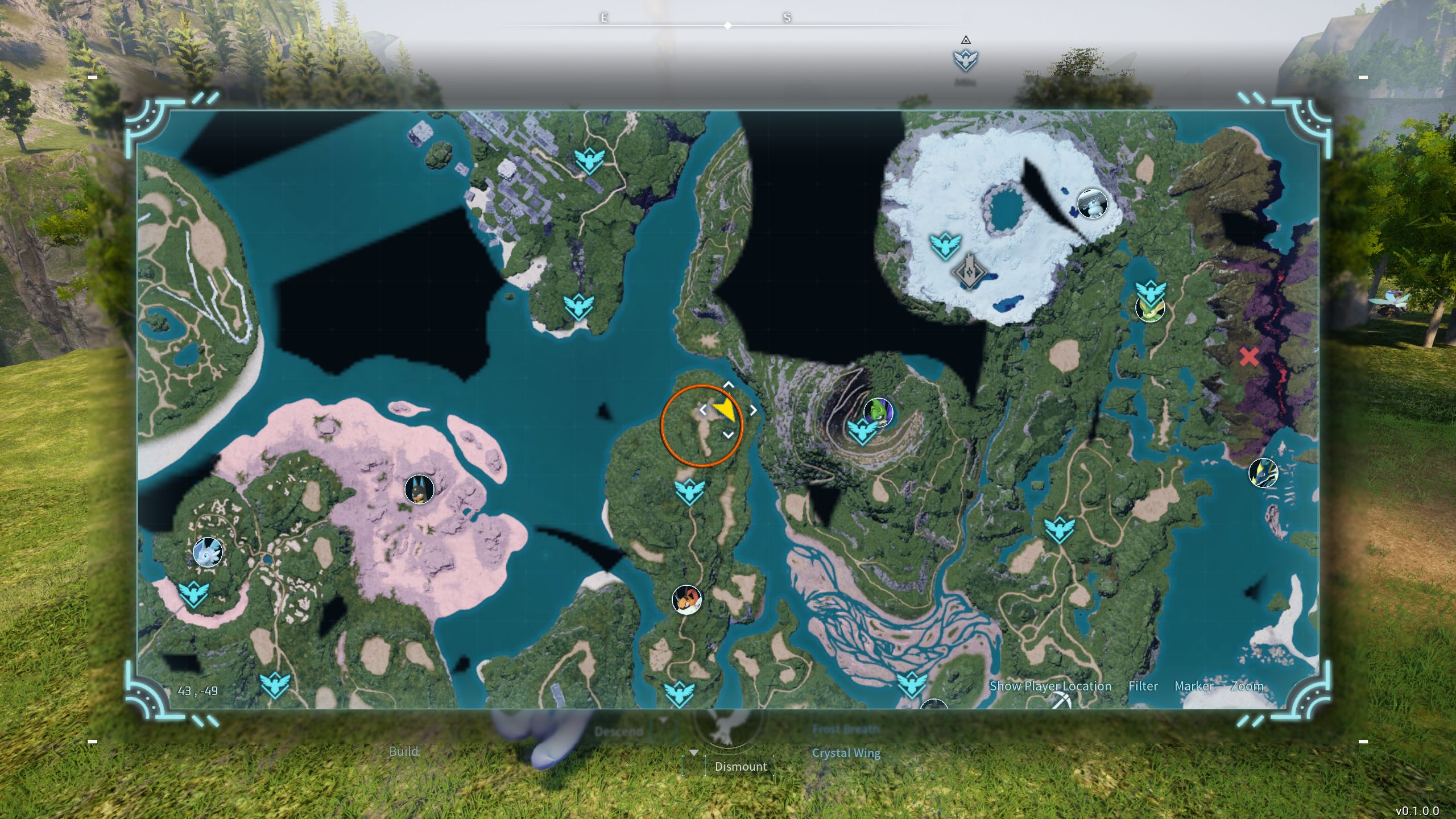 Ein Kreis auf der Karte zeigt den Standort der Beegarde Palworld