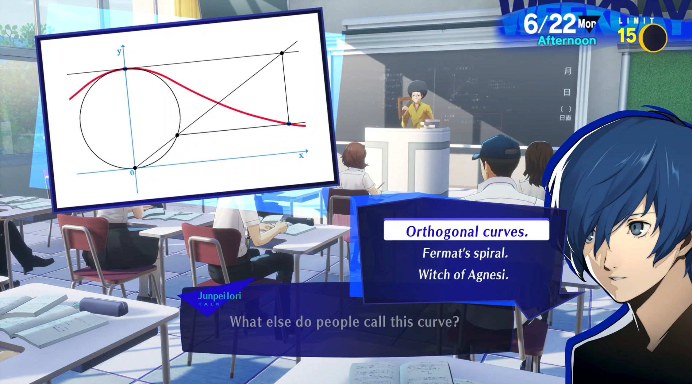 answering a math question in june persona 3 reload p3r class answers exams