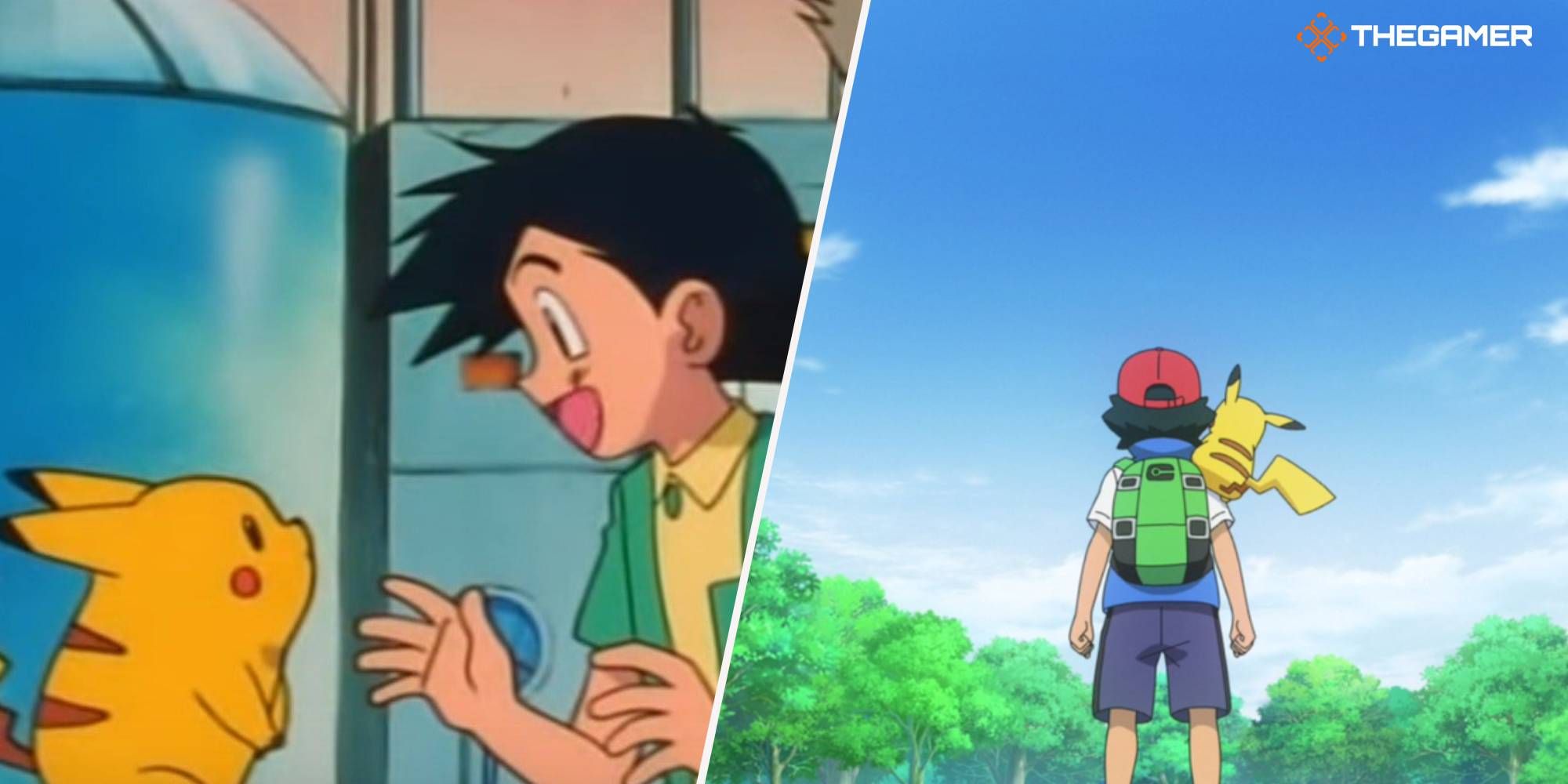 Ash Ketchum and Pikachu as seen in the first and last episodes of the Pokemon anime
