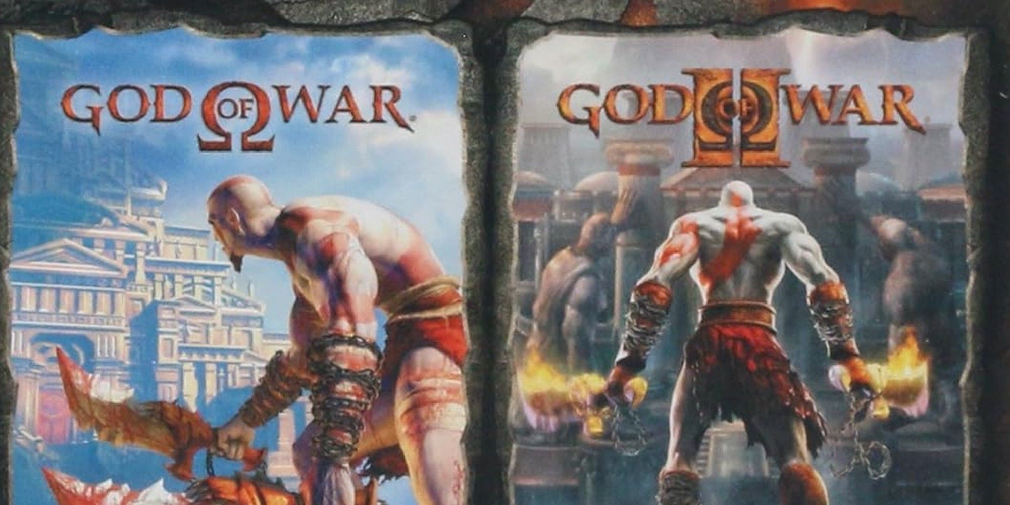 Artwork von God of War 1 und 2. 