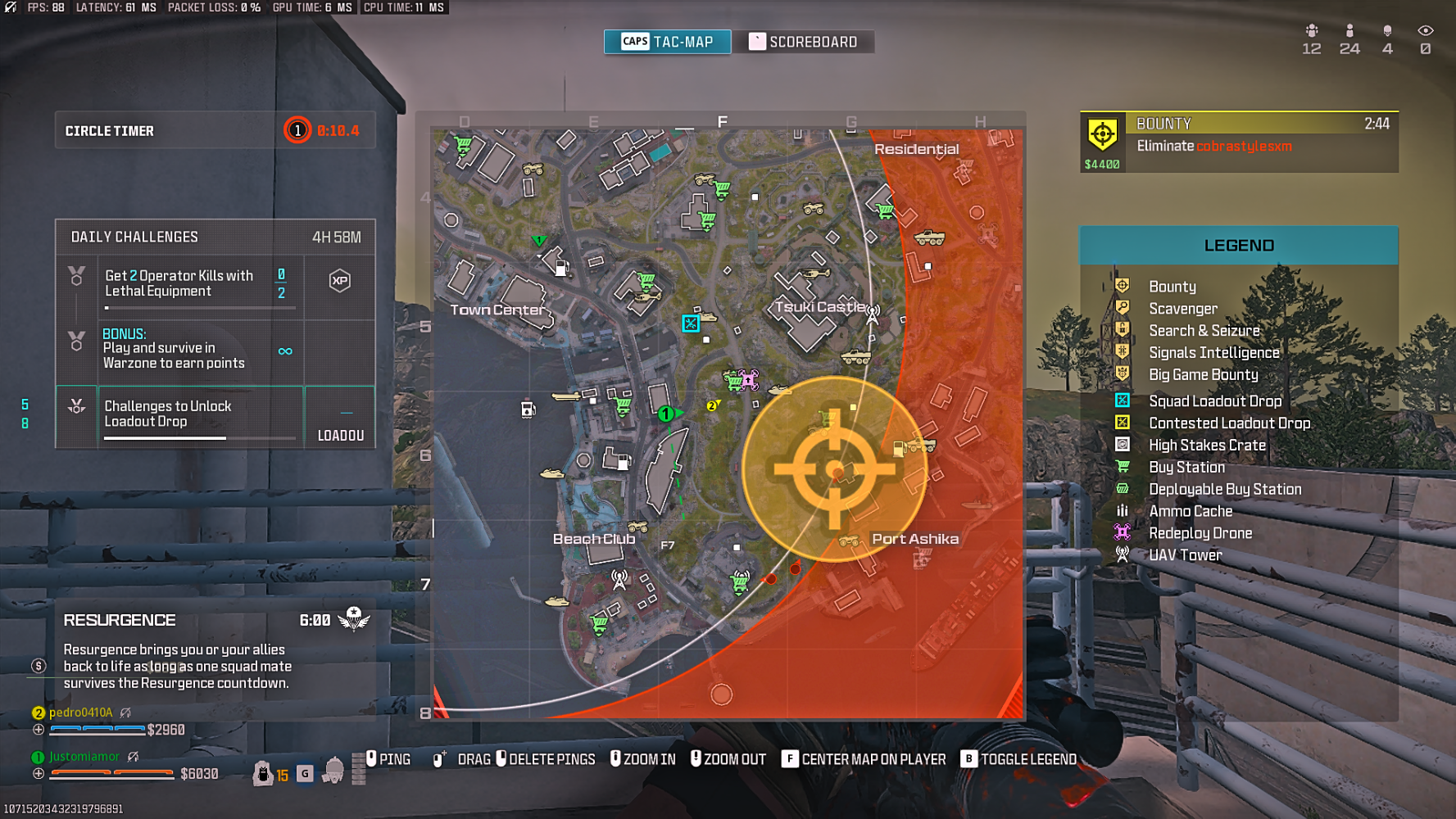 Open big map menu with a bounty mark on it in Call of Duty Warzone