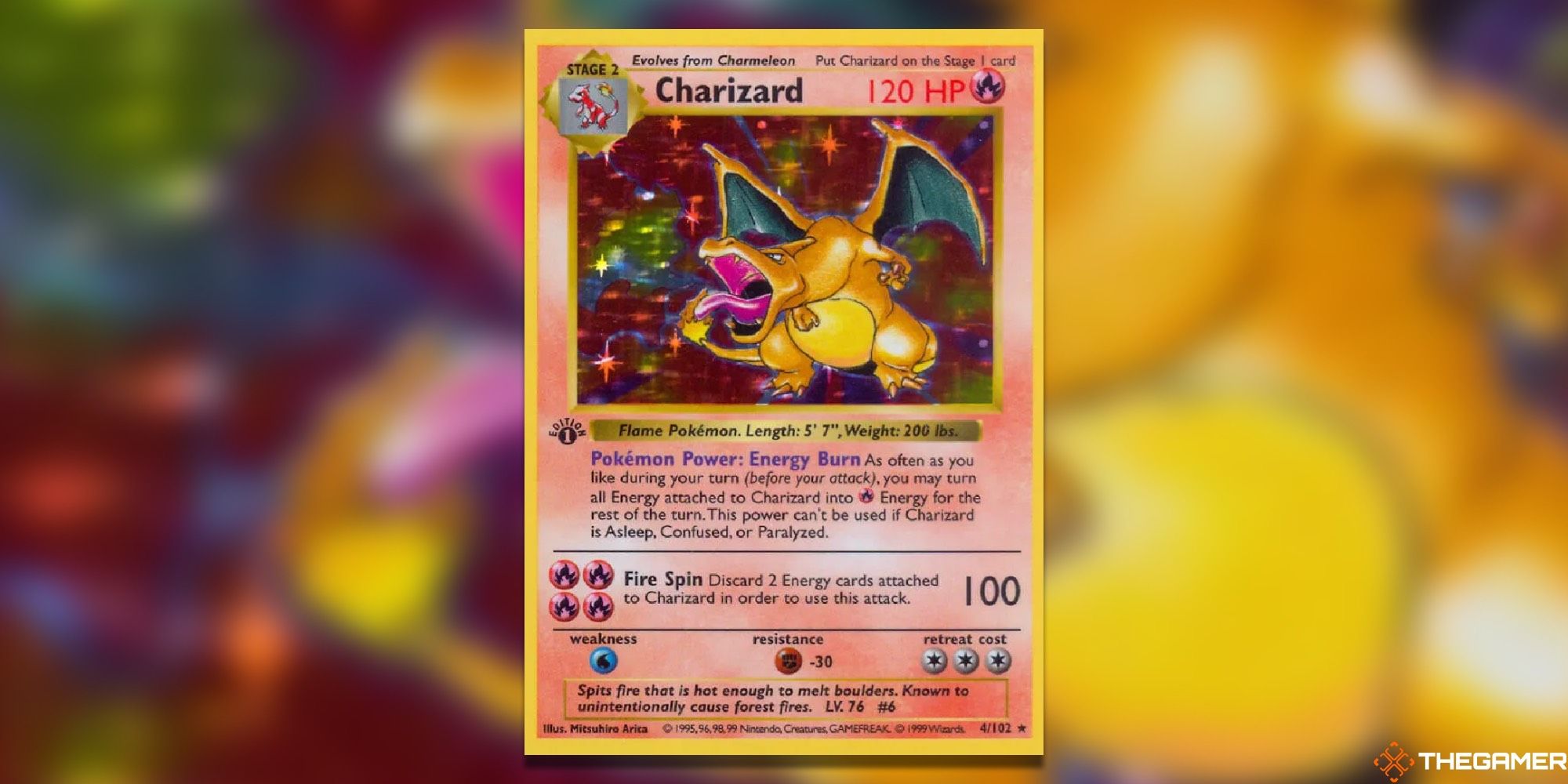 Charizard's card art from Base Set 1st Edition.
