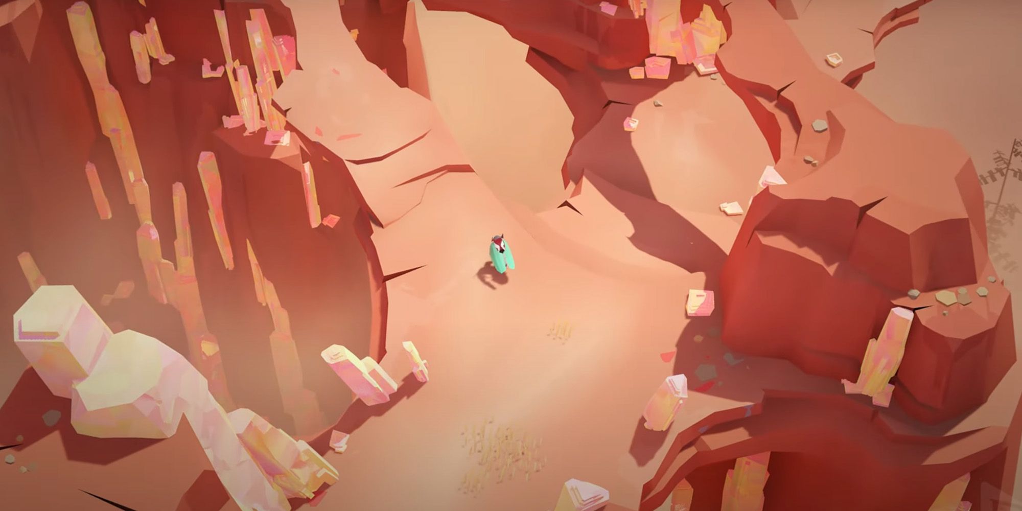 A winged bug creature exploring a desert in Cocoon