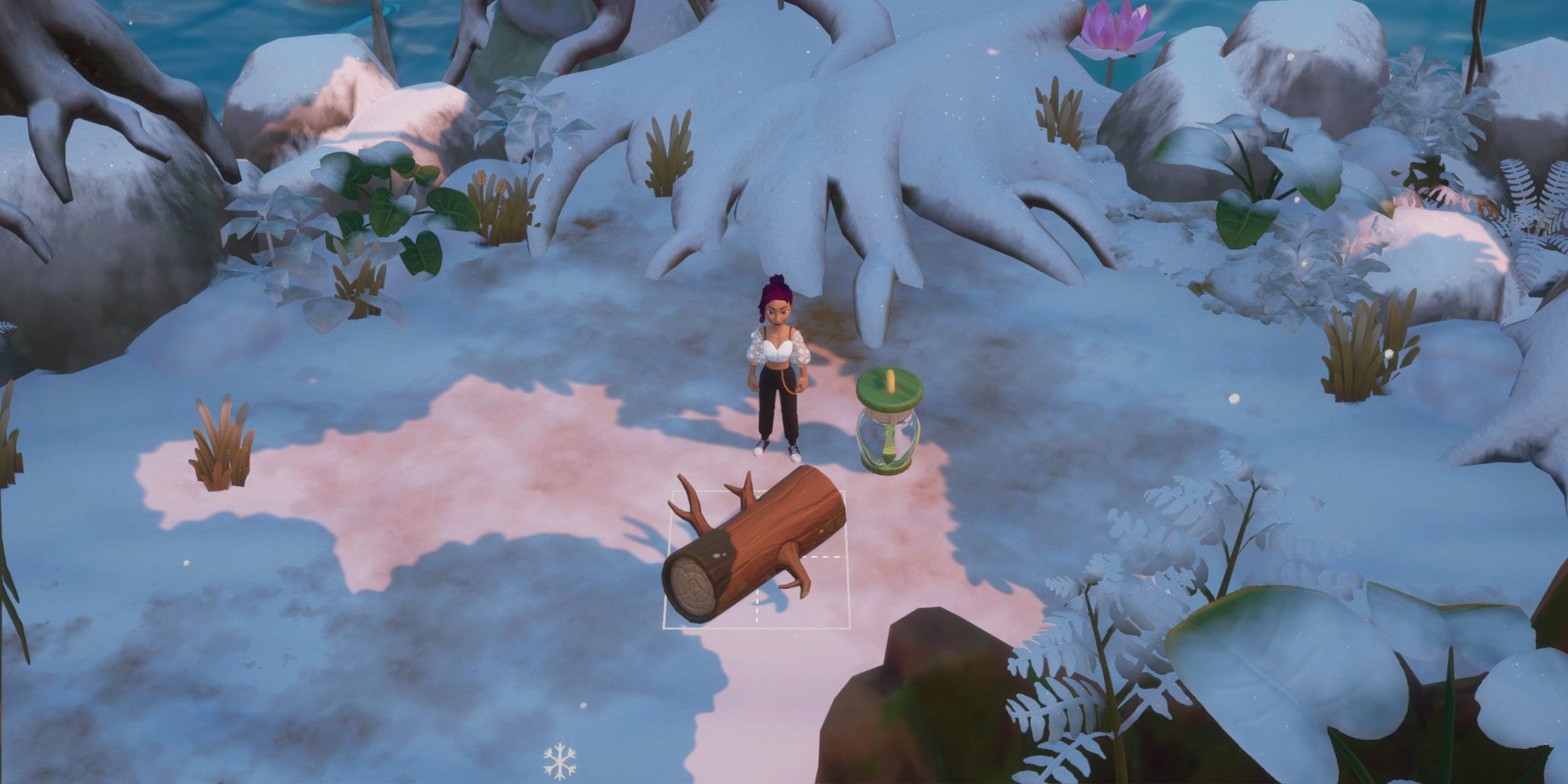 Coral Island: the player character standing beside a Flying Critter trap