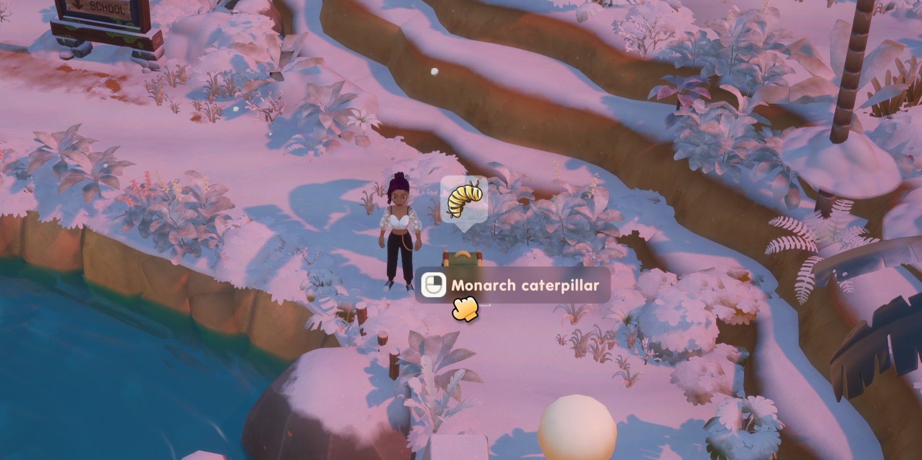 Coral Island: The player character collecting from a trap
