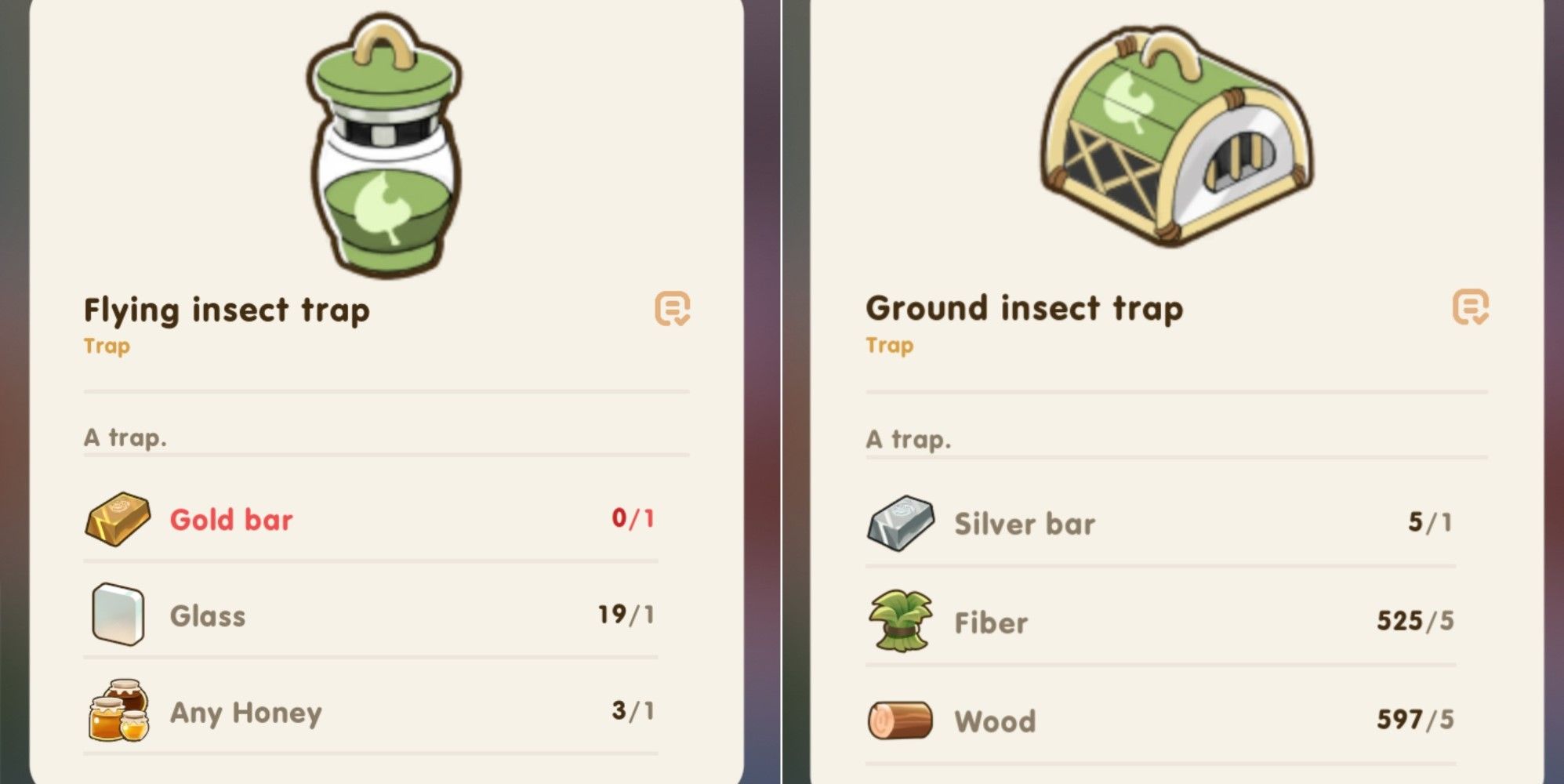 Coral Island: an image of the two types of Insect Traps