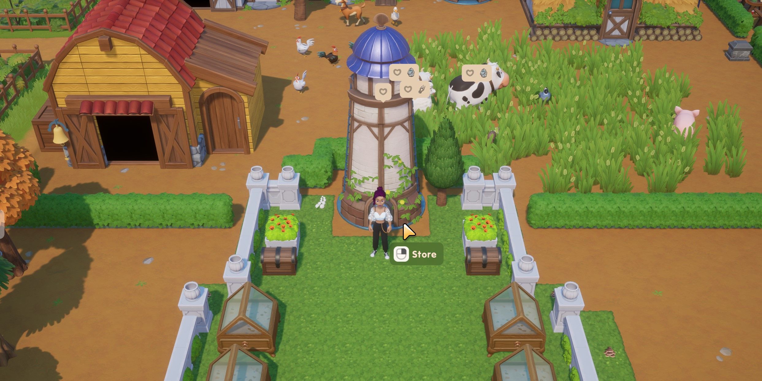 Coral Island: the player character in front of a silo