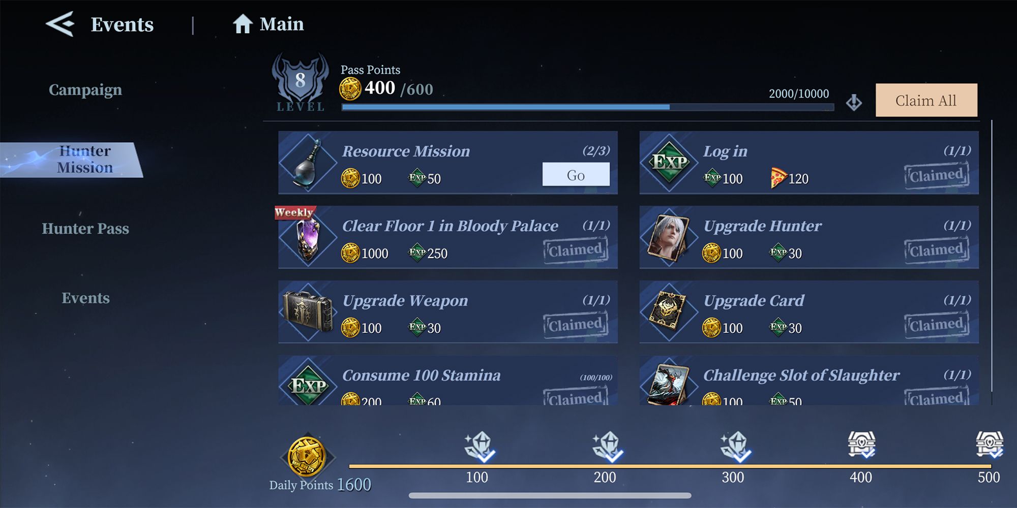 daily quest objectives and rewards
