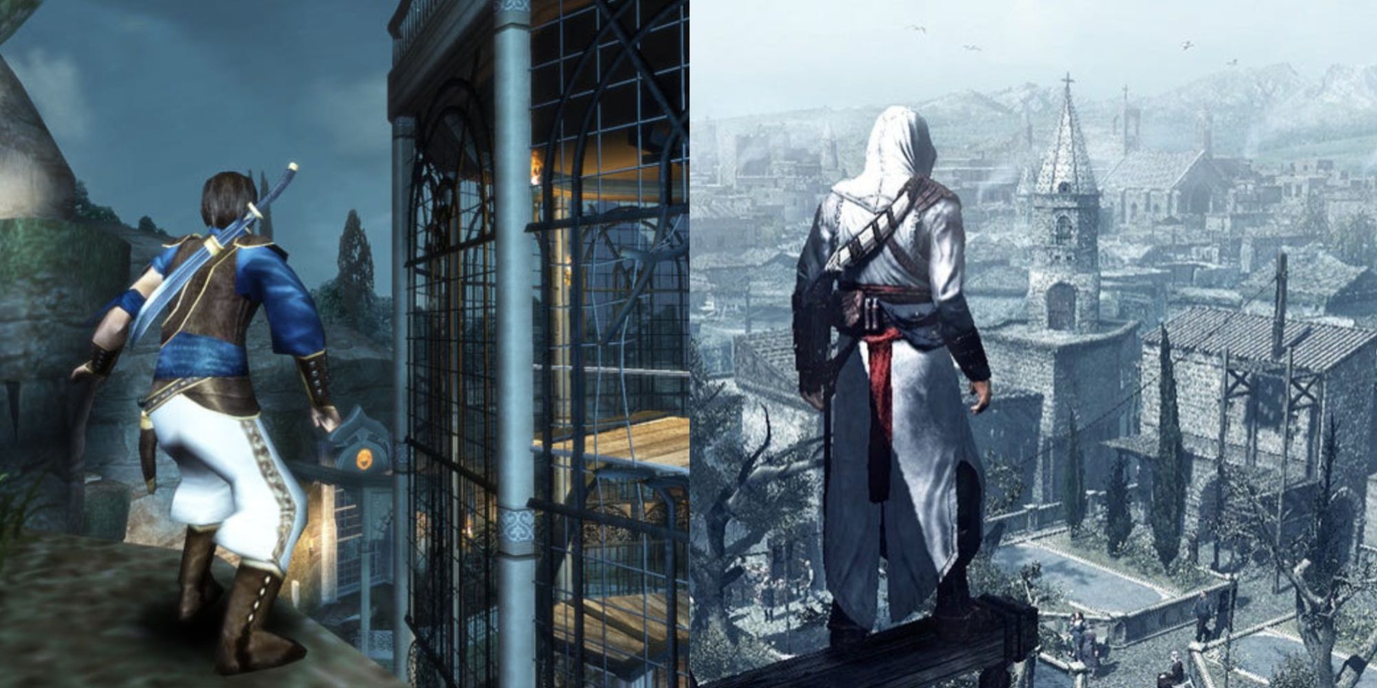 Did Prince Of Persia Inspire Assassin's Creed Featured Split Image Sands Of Time screenshot and Assassin's Creed 2007 screenshot