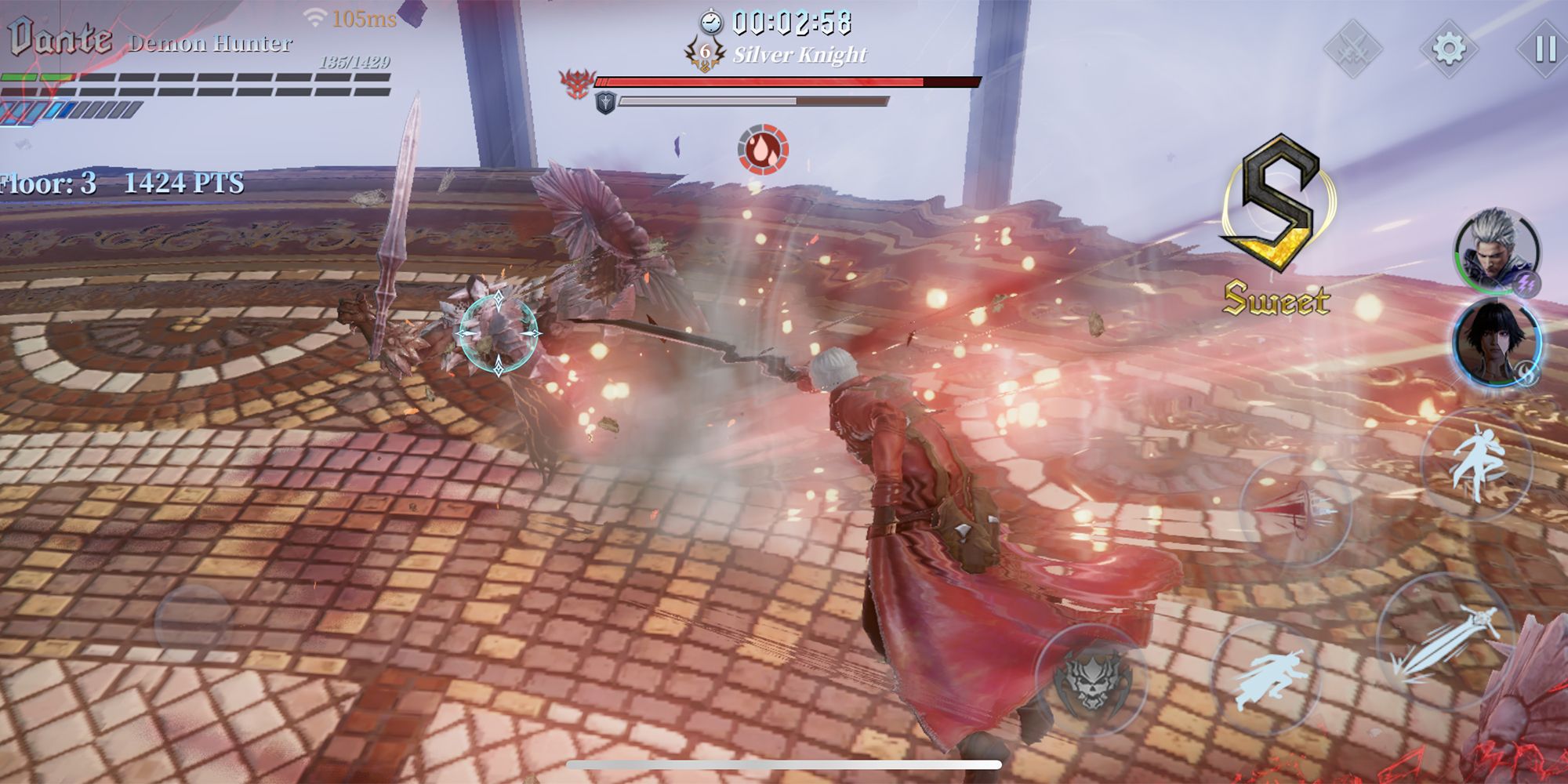 dante flying toward an enemy in a counter attack after dodging with a jump