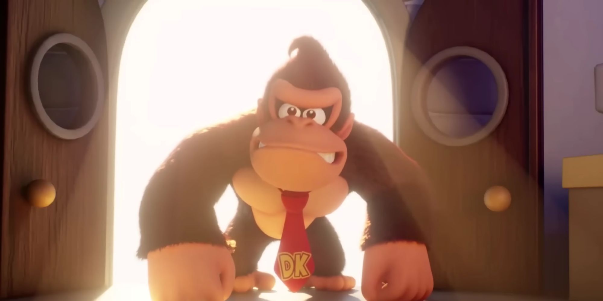 Donkey Kong in the intro for the Switch remake of Mario vs. Donkey Kong.