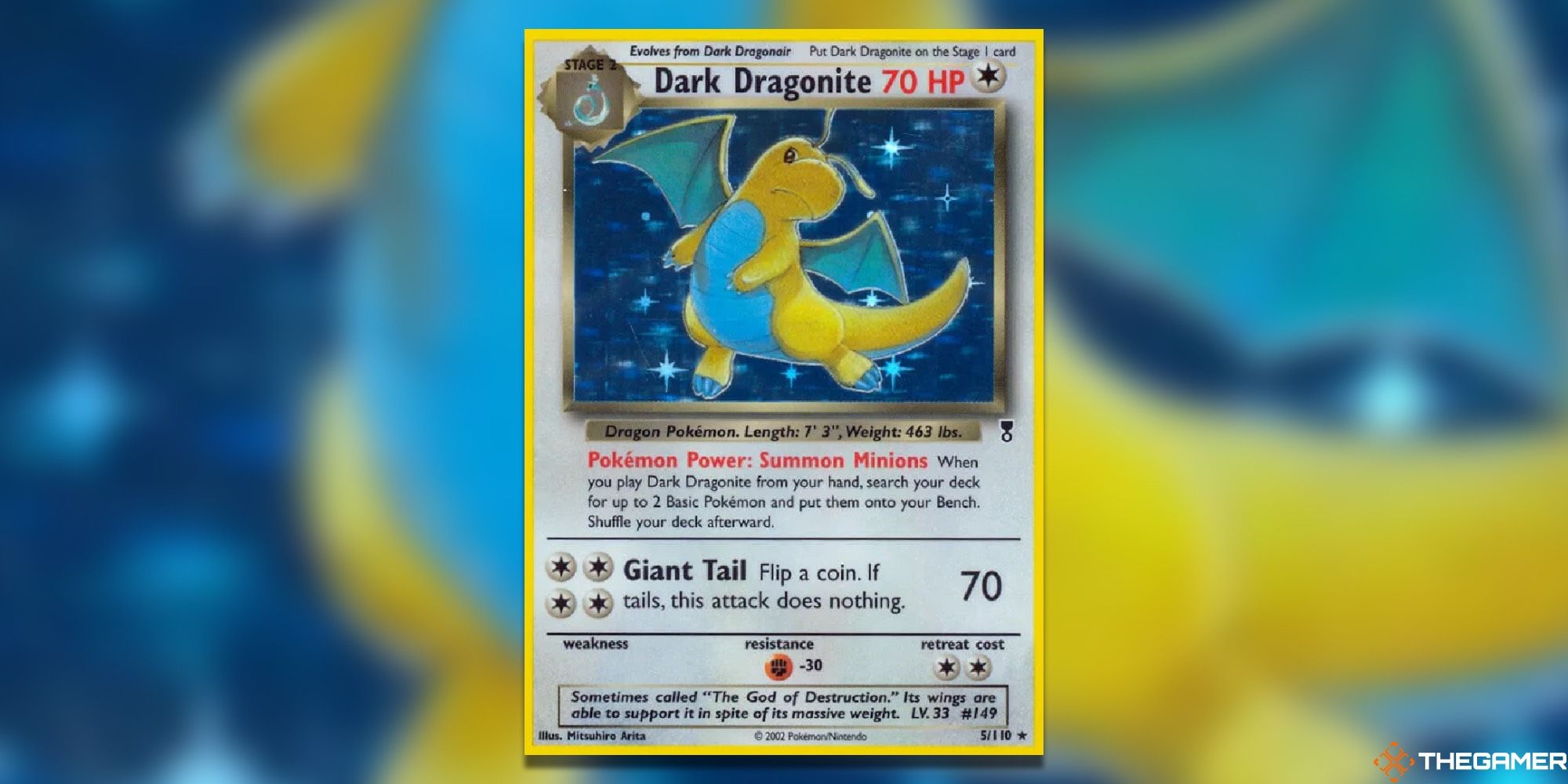 Dark Dragonite's card art from Legendary Collection.