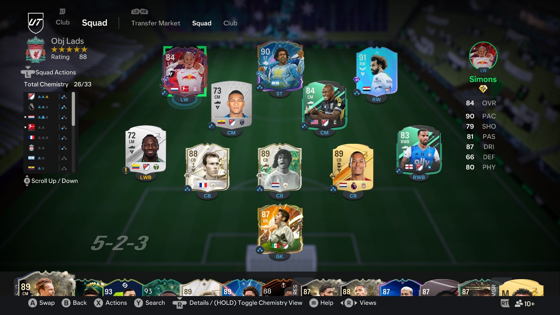 A team with 5 MLS players and a Bundesliga Attacker in EA Sports FC 24.