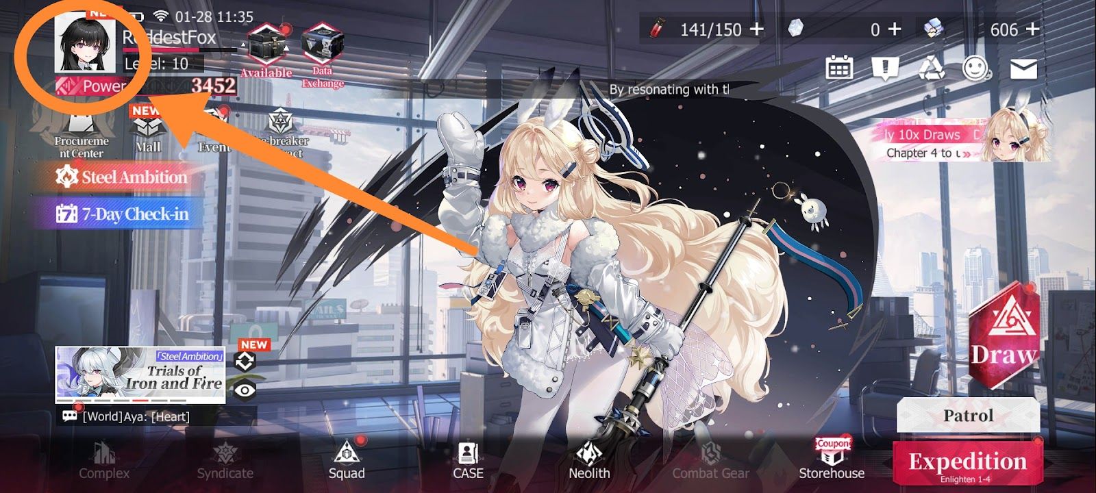 Echocalypse - Character portrait highlighted in the main menu