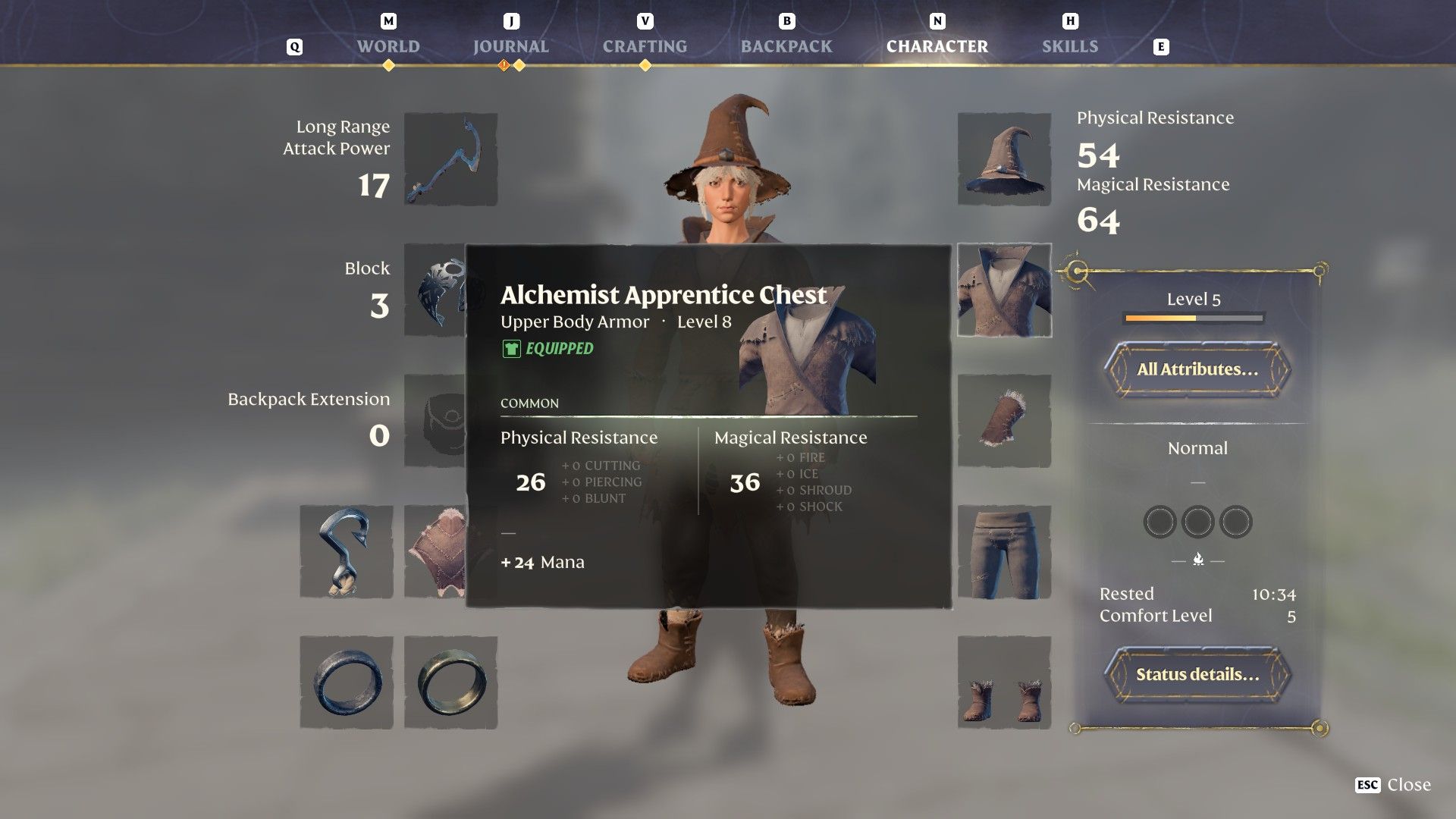 enshrouded alchemist apprentice chest piece armor on player