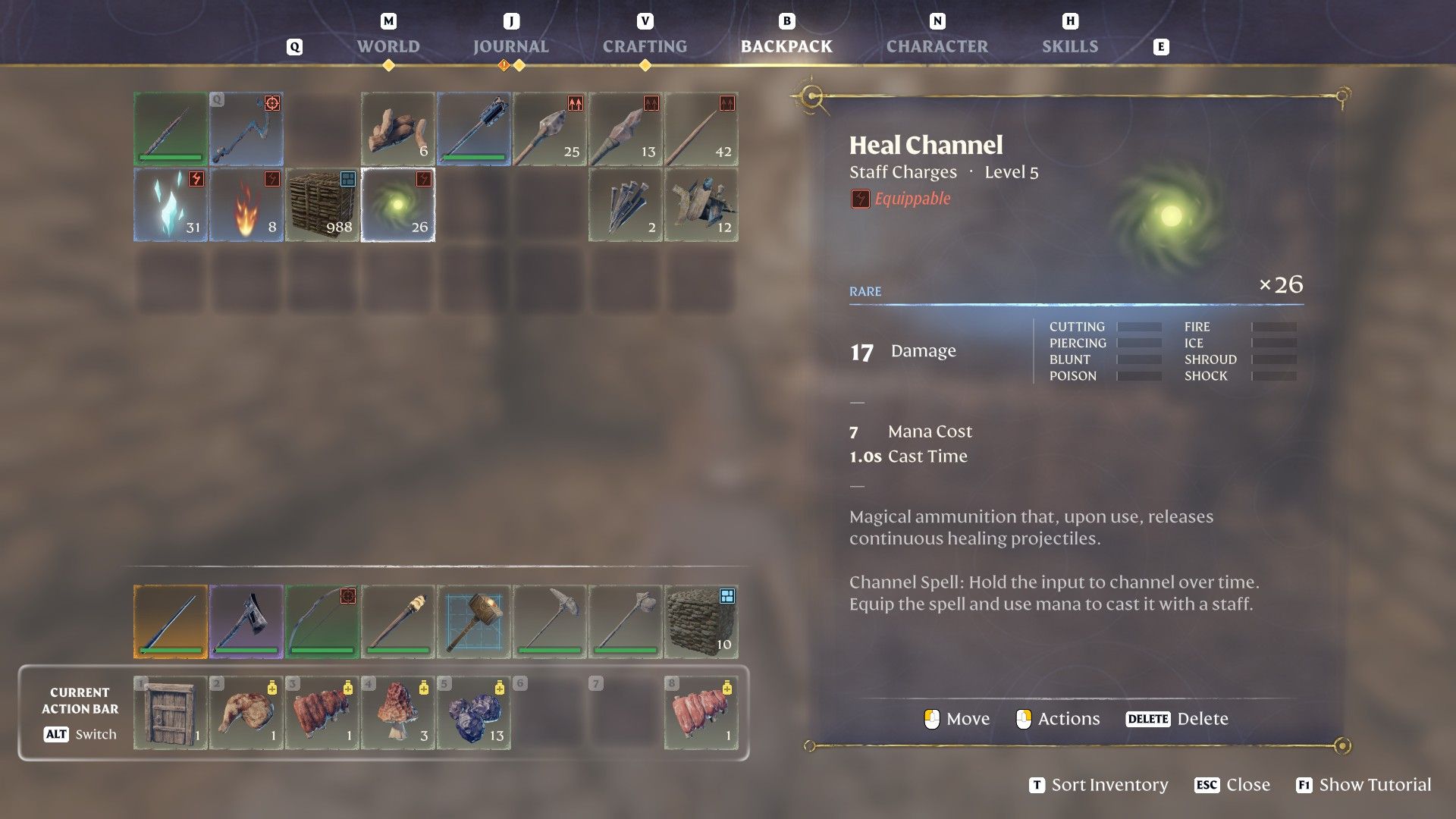 enshrouded heal charge in player inventory