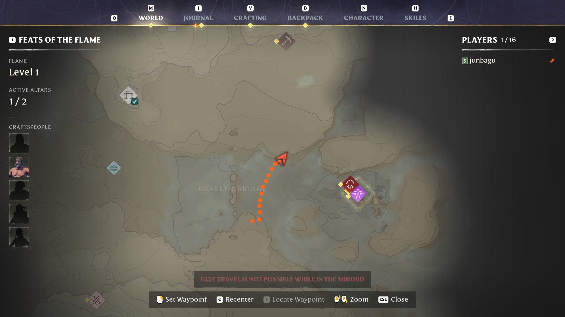 enshrouded path through shroud marked on map near braelyn bridge