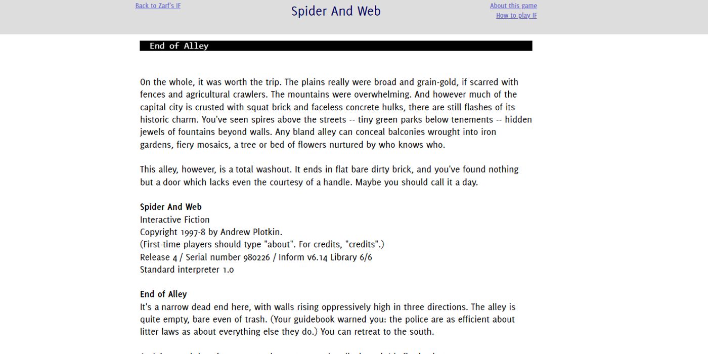 Bild des Spinnen- und Webtext-Gameplays
