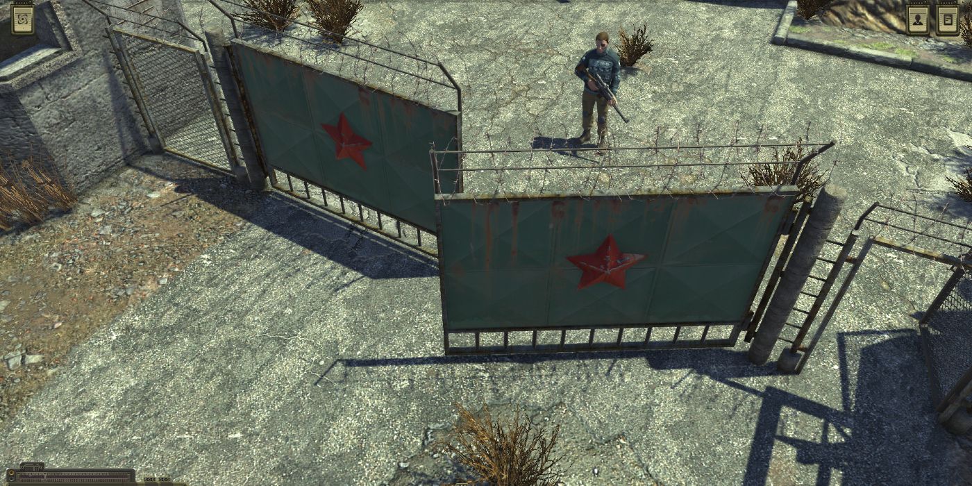 Atom RPG Player Character Standing in Front of Gate