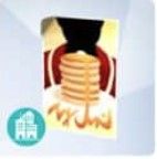 An illustration of a stack of pancakes sitting in front of the dark silhouette of a man, ready to be devoured.