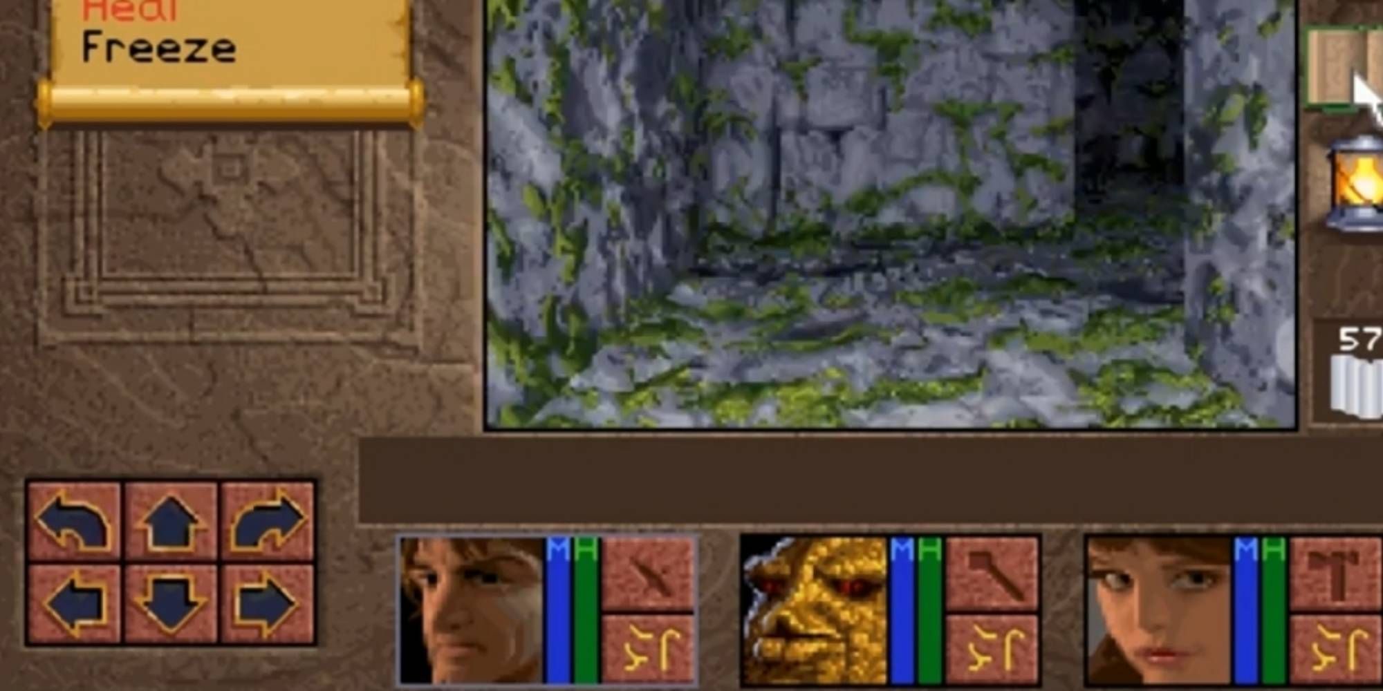 Exploring a Stone Dungeon in Heroes of Might and Magic 3