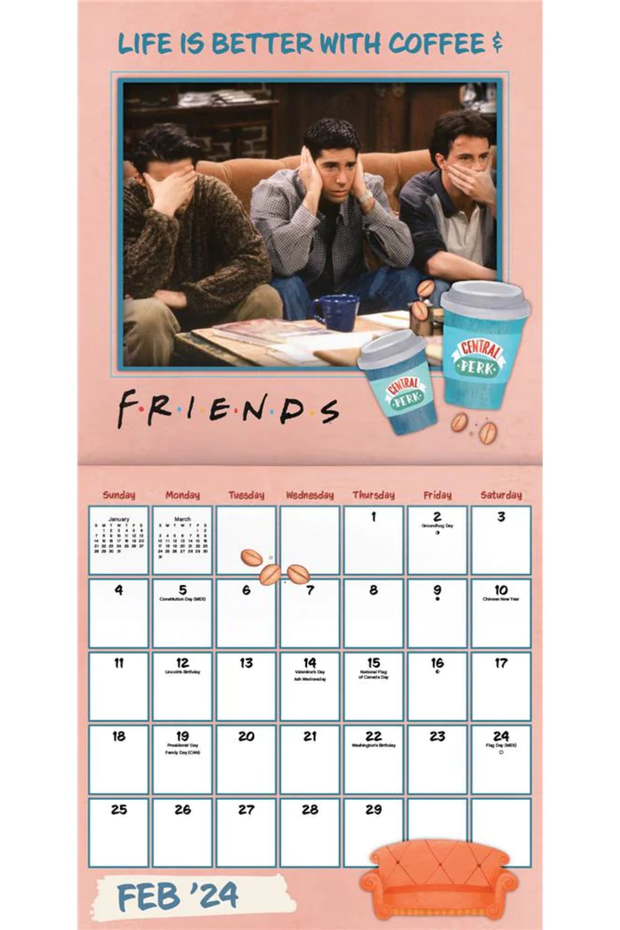 Image Of February In Friends 2024 Wall Calendar