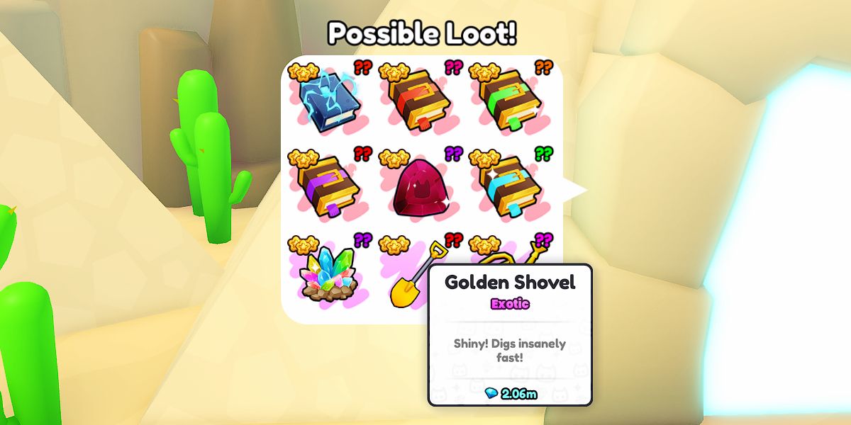 Ein Bild des Gegenstands „Goldene Schaufel“ als mögliche Minispielbelohnung im Pet Simulator 99