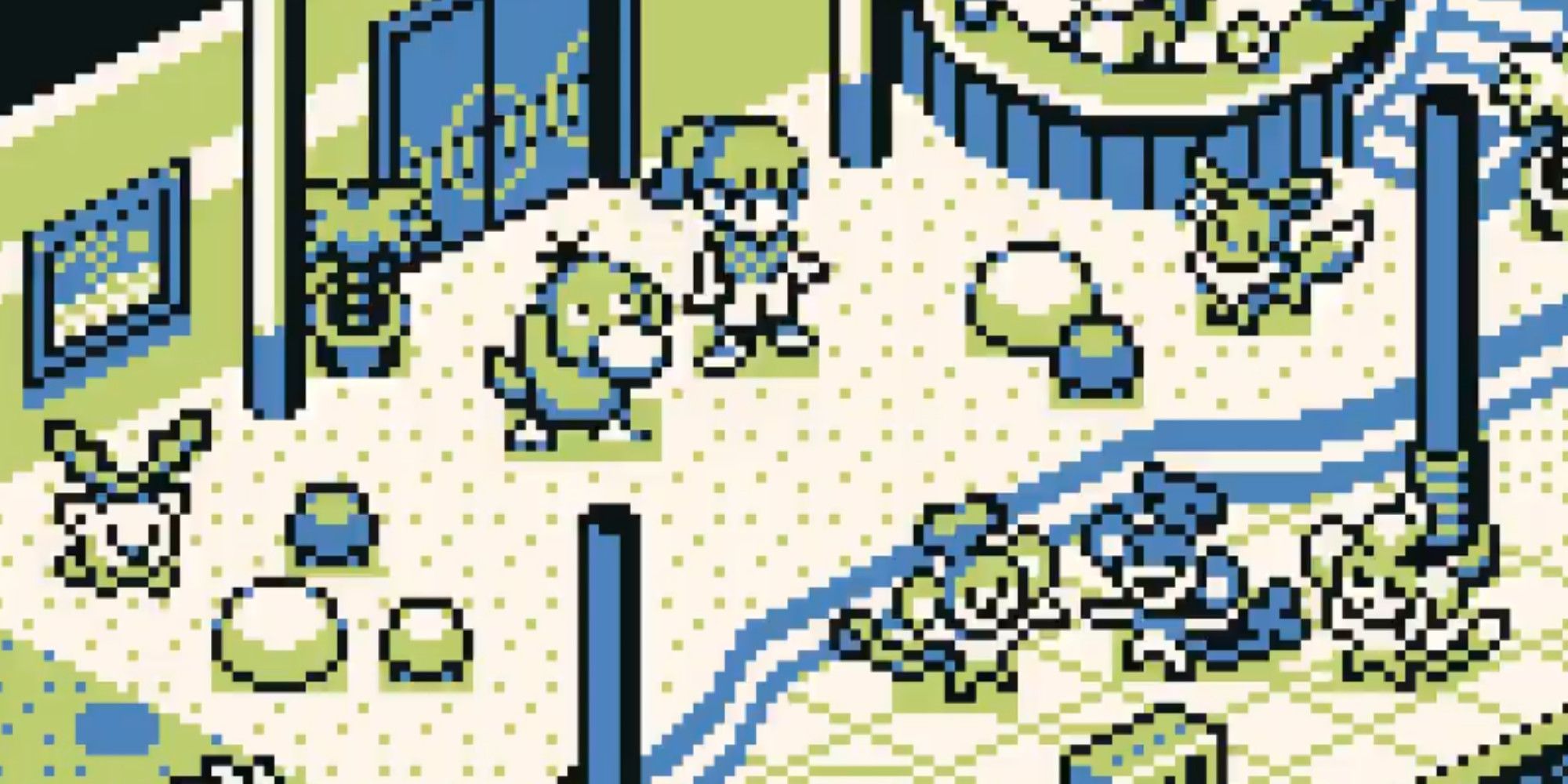 Haru and a bunch of Pokemon from Pokemon Conierge depicted as pixels with a green background