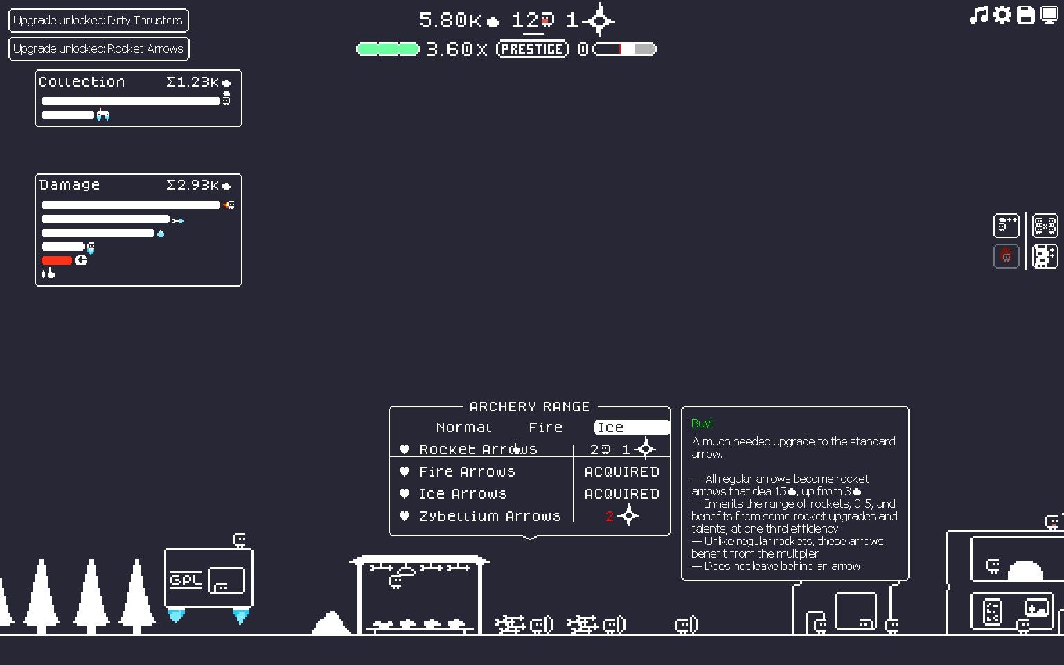 The Archery Range with the Ice upgrade activated in The Gnorp Apologue.