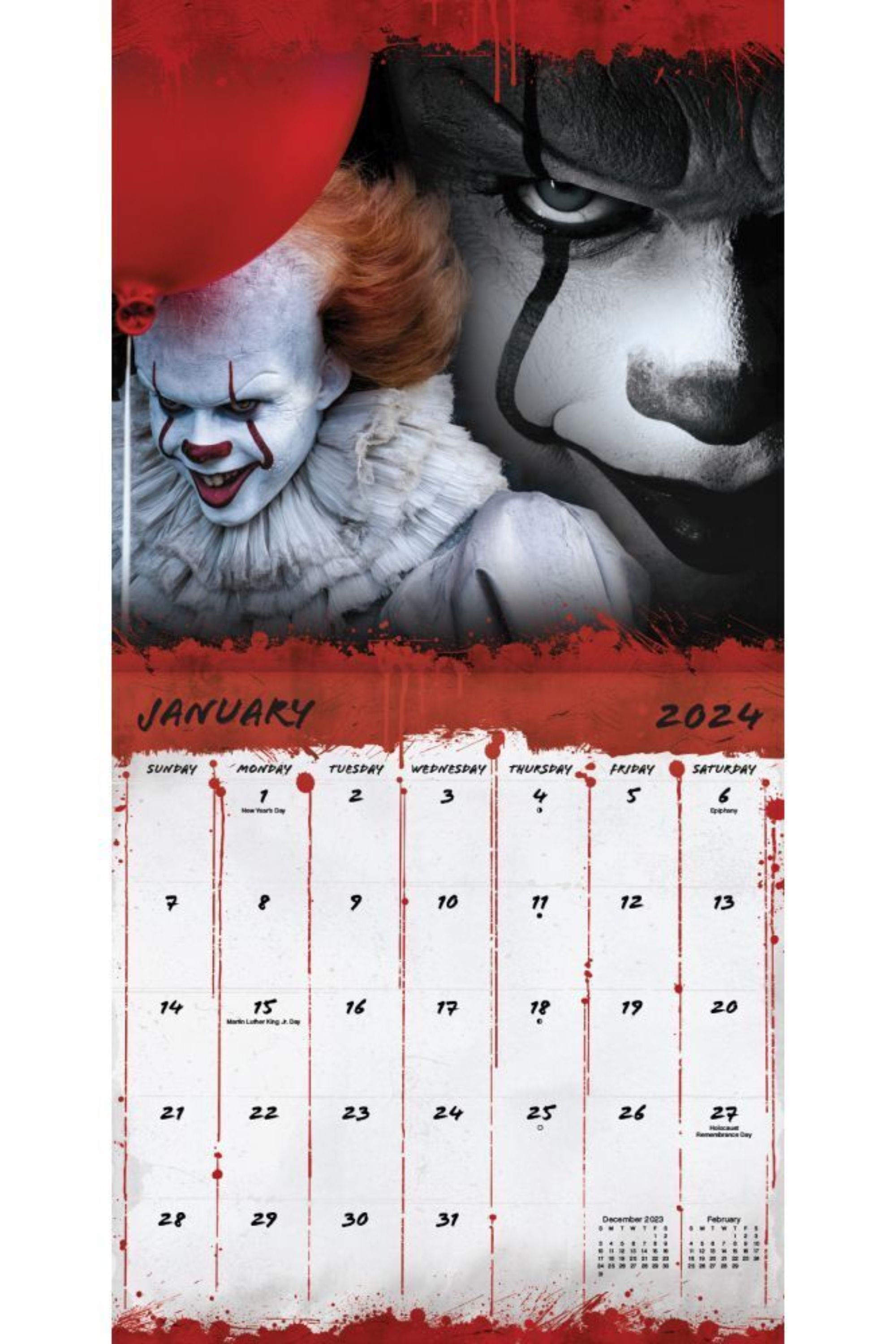 Image Of January From Horror Collection 2024 Wall Calendar