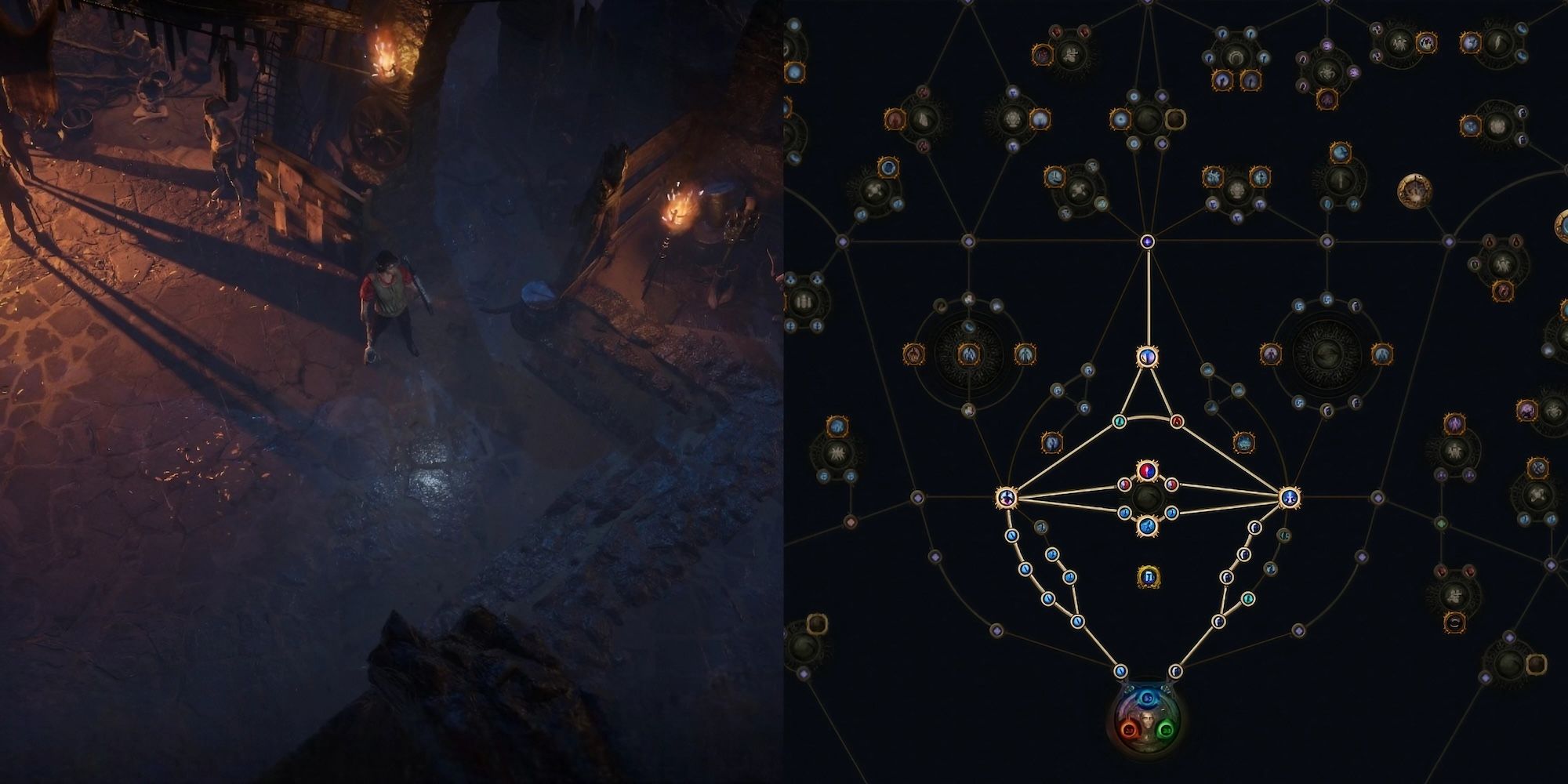 Passive Skill Tree and in-game visual collage