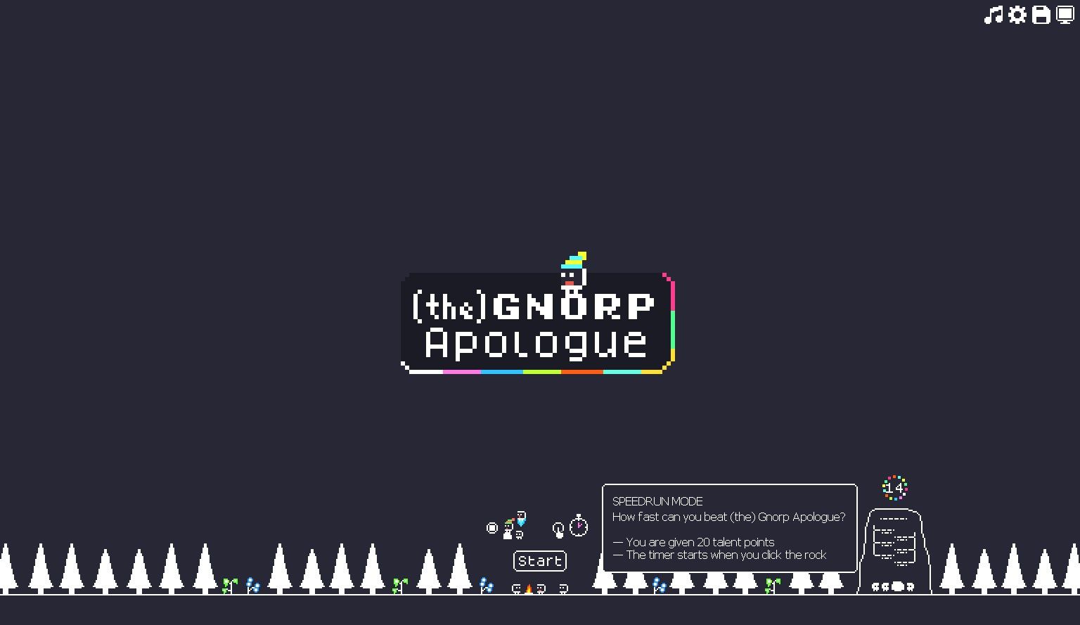 Der Speedrun-Modus wurde freigeschaltet, nachdem das Spiel in „The Gnorp Apologue“ abgeschlossen wurde.