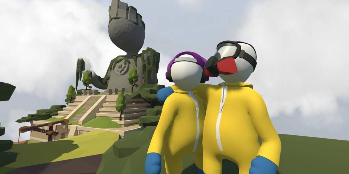 Human Fall Flat Characters With Arms Draped Around Each Other.