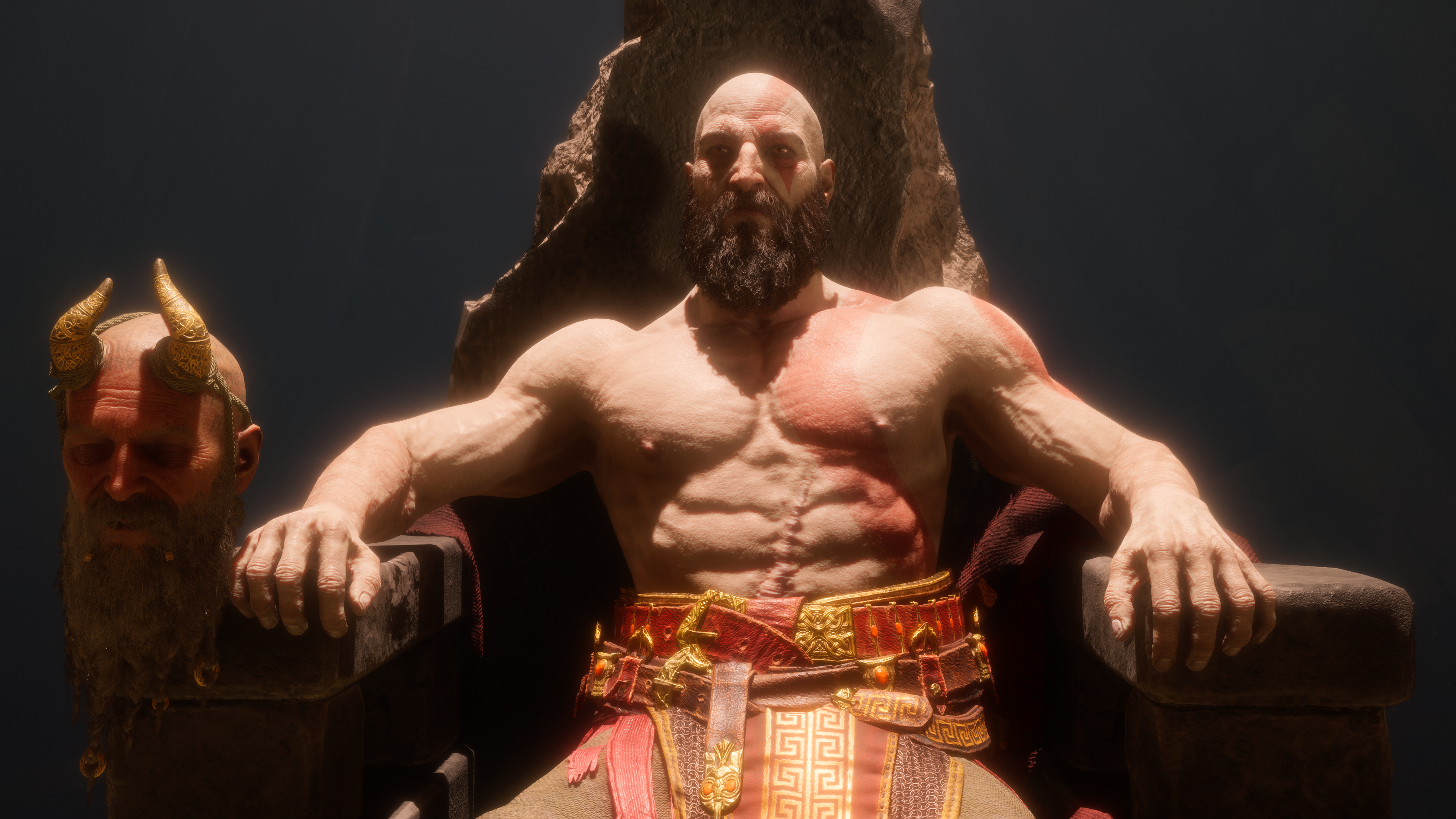 God of War Ragnarok Valhalla Kratos in his throne