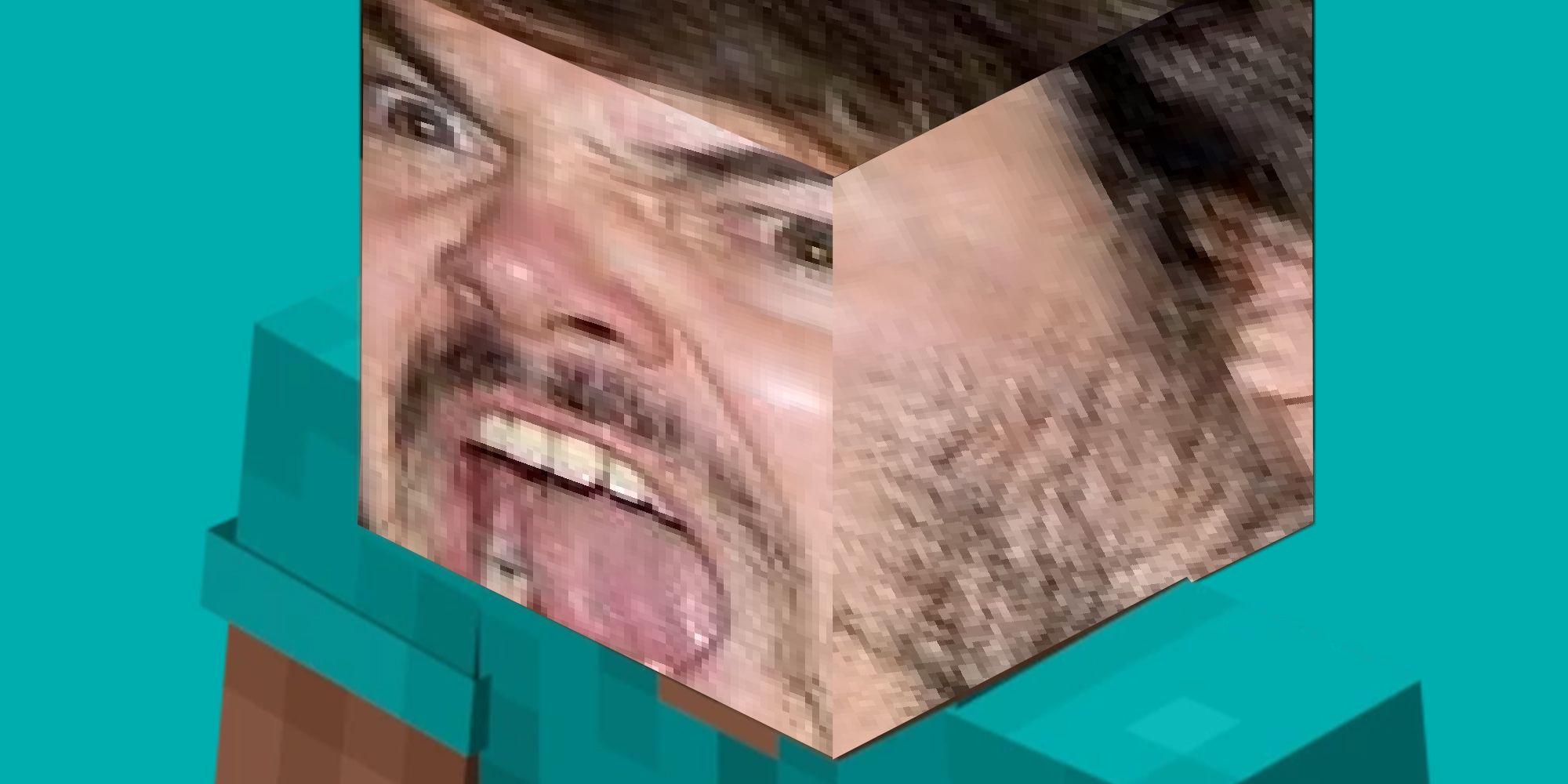 Jack Blacks face stretched over Minecraft Steve