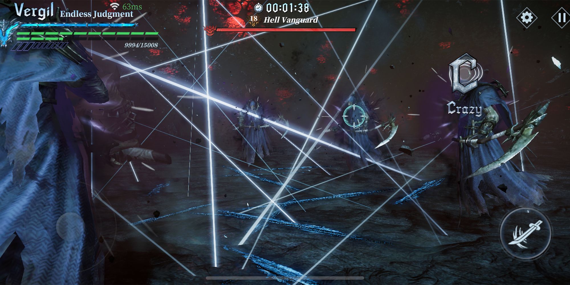 vergil using judgment cut to slice enemies