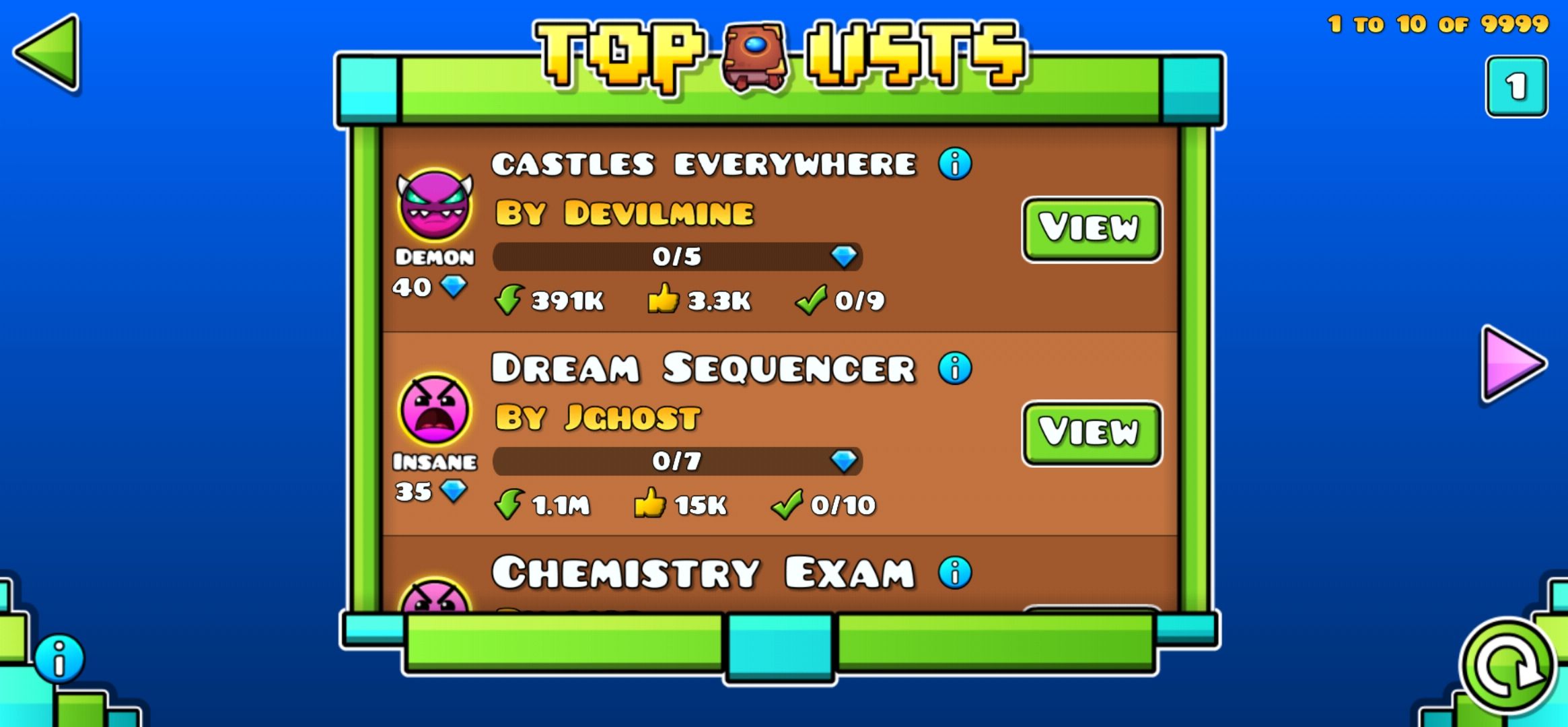 Lists in Geometry Dash
