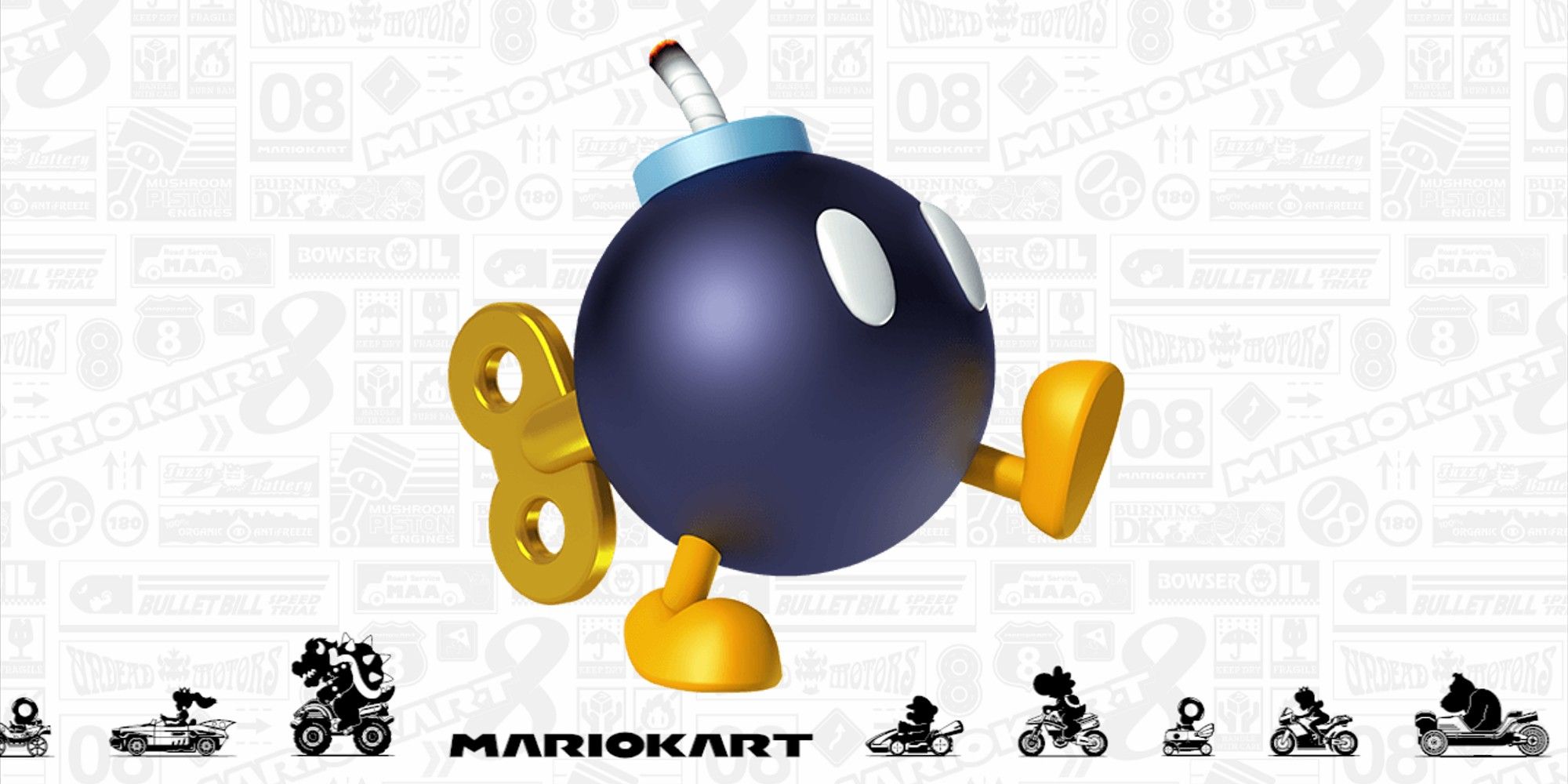 Bob-Omb gegen den Ladebildschirm von Mario Kart 8. 