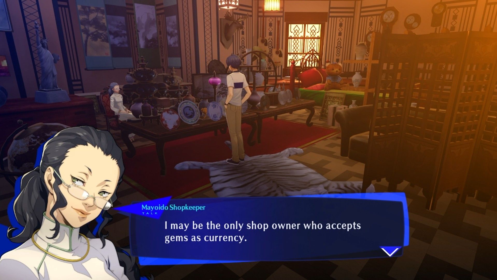 mayoido owner asking for gems persona 3 reload pe4 antiques store