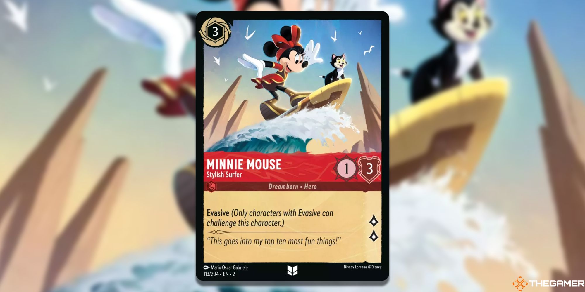 Disney Lorcana: Minnie Mouse, stilvolle Surferkarte