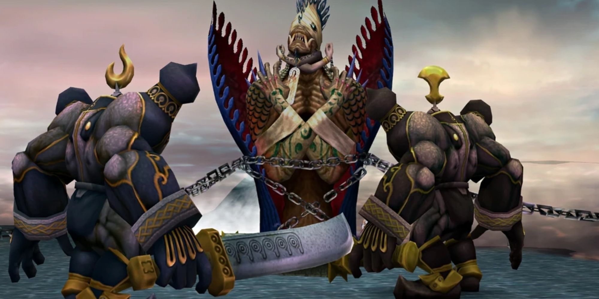 Anima wurde in Final Fantasy X gegen zwei eiserne Riesenfeinde beschworen, die sie überragten.