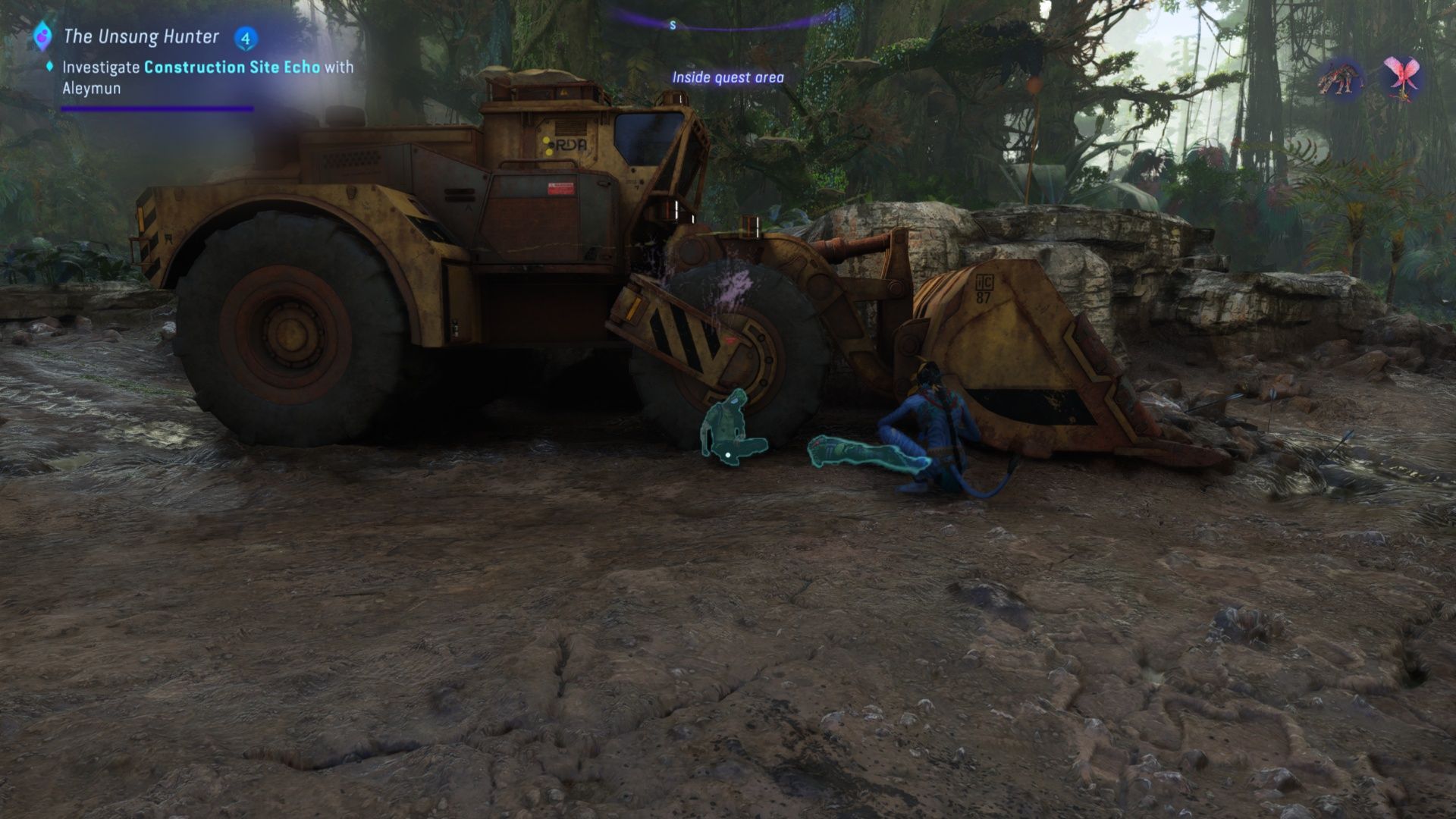 RDA Corpses propped against construction equipment in Construction Site Echo in Avatar: Frontiers Of Pandora.