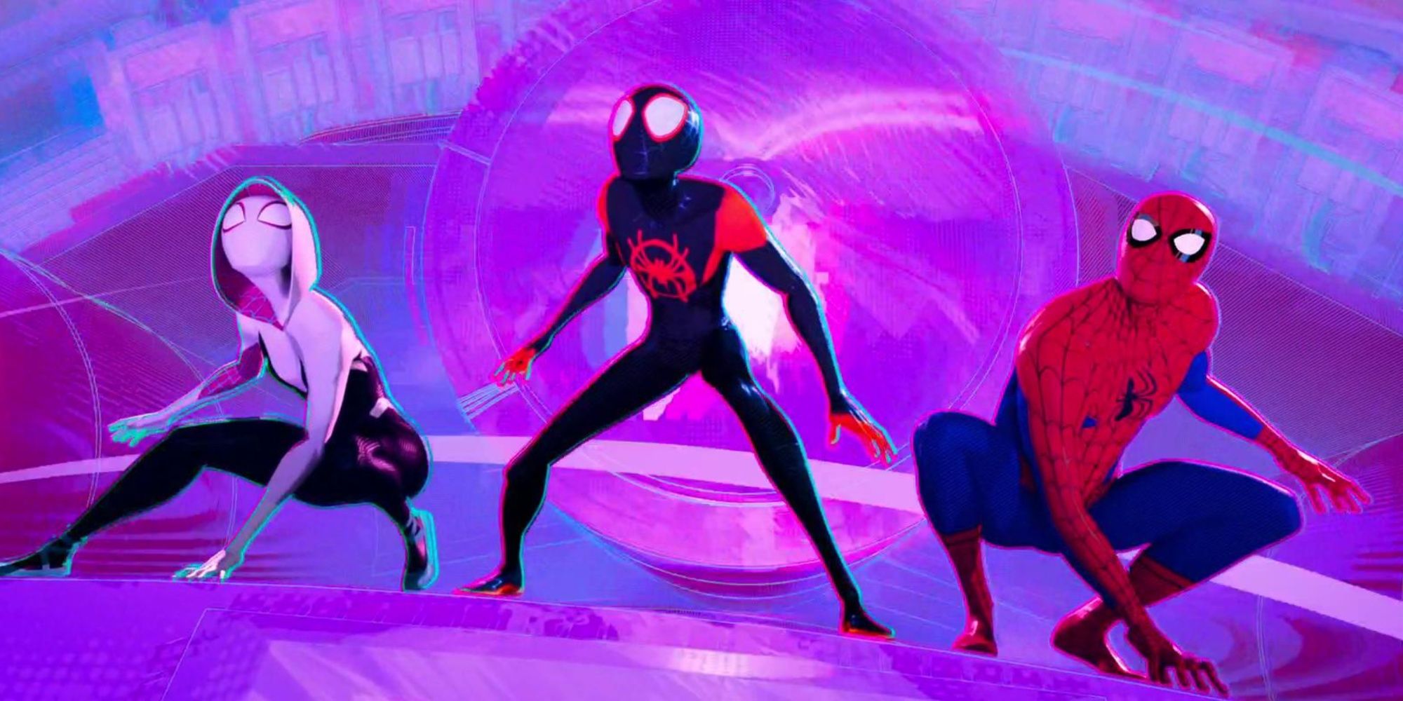 gwen miles and peter in into the spider-verse