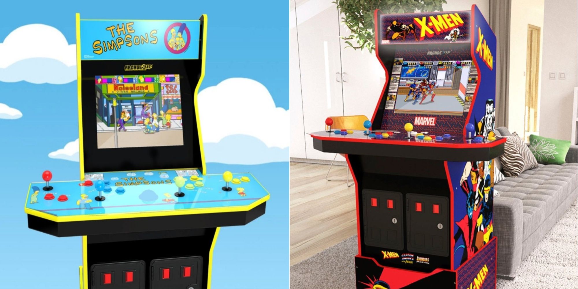 the simpsons and x-men arcade1up cabinets