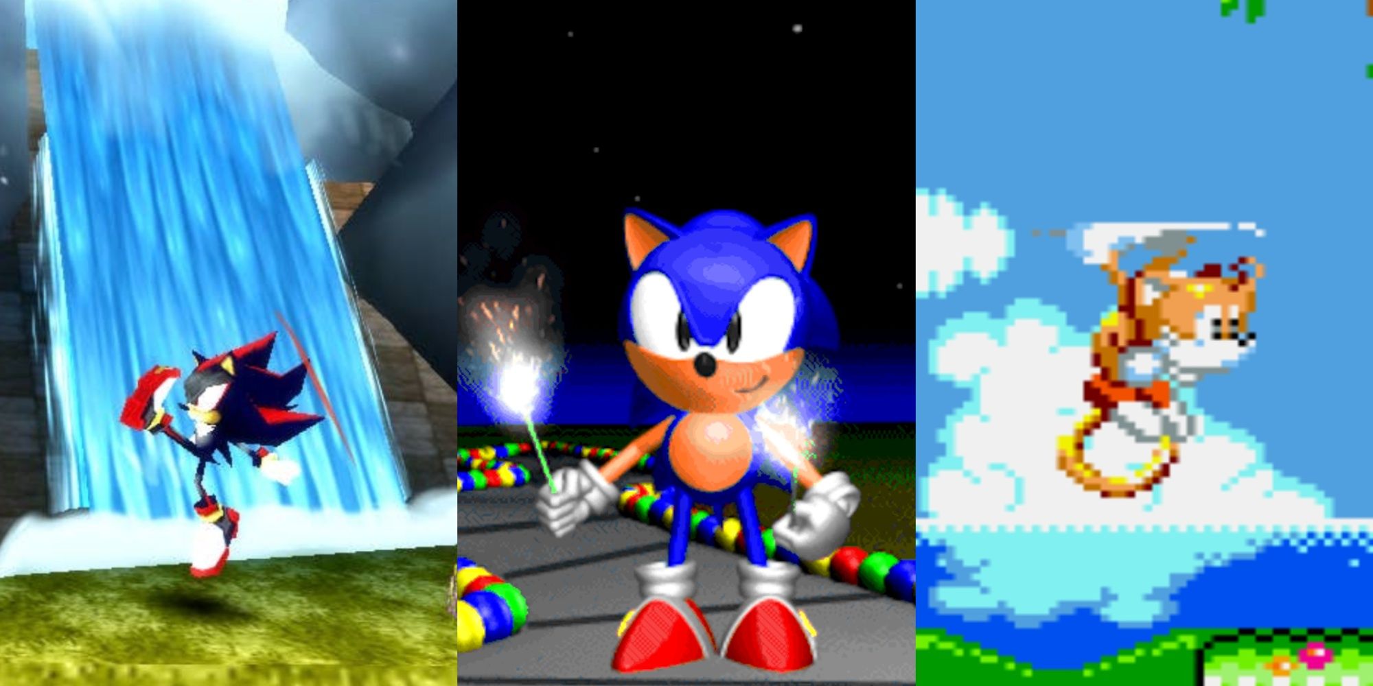 A collage showing gameplay screenshots of three different obscure Sonic games.