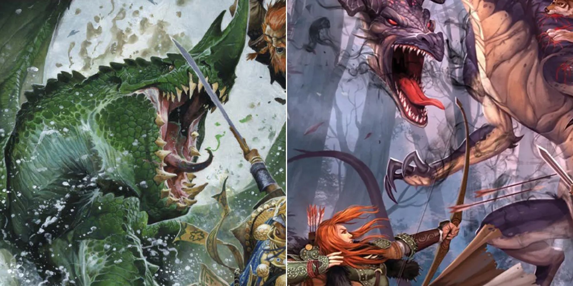 split image of 2 pathfinder 2e remaster monsters