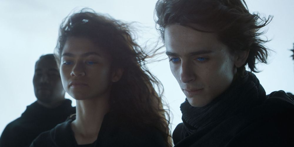 Paul Muad'Dib Atreides (Timothee Chalamet) and Chani Kynes (Zendaya) in Dune (2021)